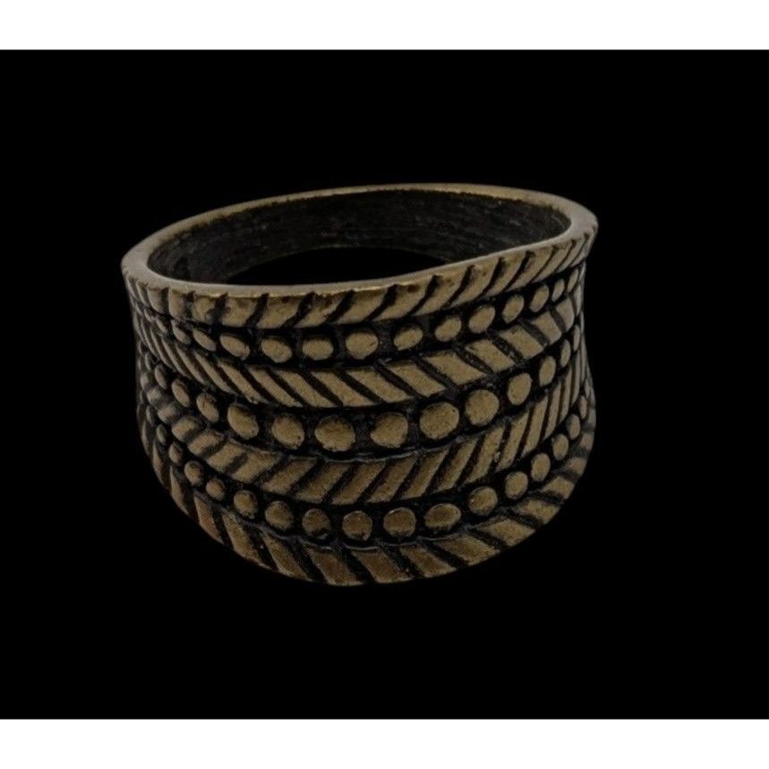 Other Vintage Lia Sophia "Rattan" Brass-Tone Wide Band Ring Size 9 Size ONE SIZE - 2 Thumbnail