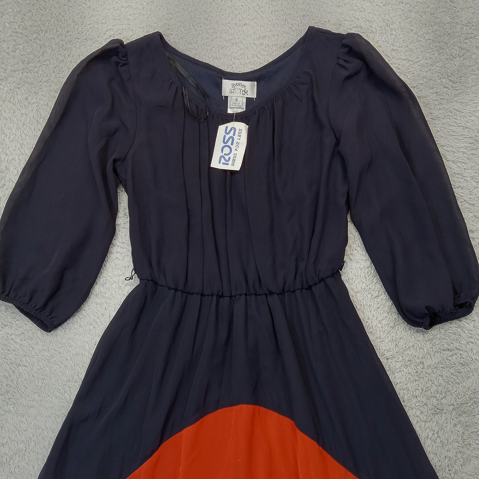 & Other Stories New Sweet Storm Dress S Women's Sheer Lined Navy Polyester Size S / US 4 / IT 40 - 3 Thumbnail