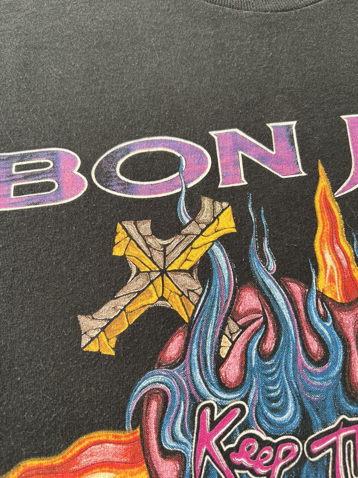 Band Tees Vintage 1993 Bon Jovi Keep The Faith Black T-shirt Size US L / EU 52-54 / 3 - 8 Thumbnail
