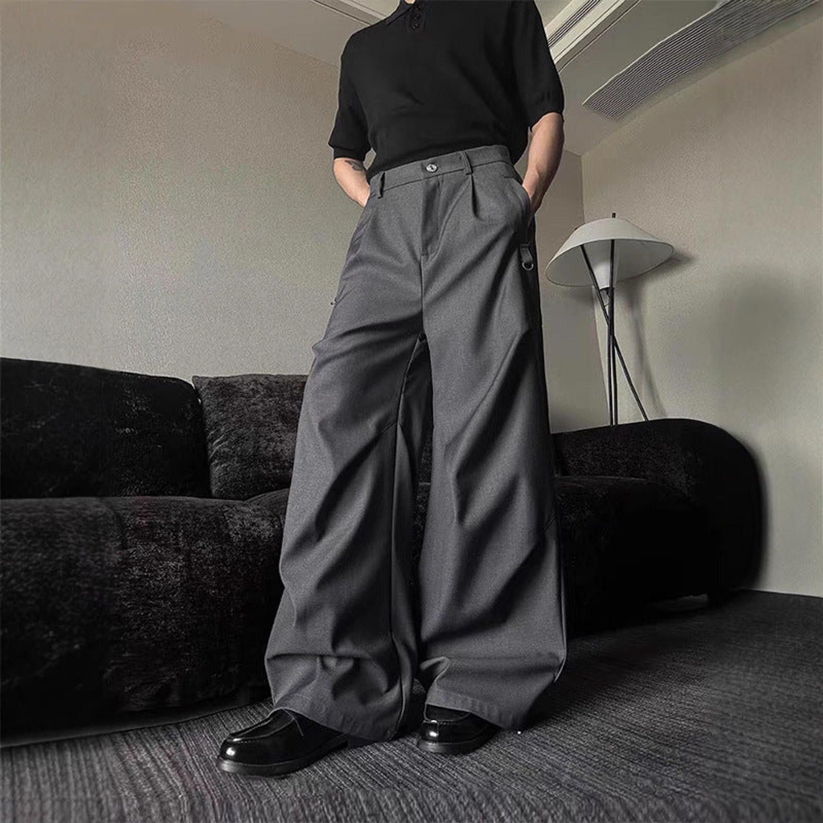 Japanese Brand Gray Wide Leg Casual Pants, Baggy Menswear Trousers Size US 32 / EU 48 - 3 Thumbnail
