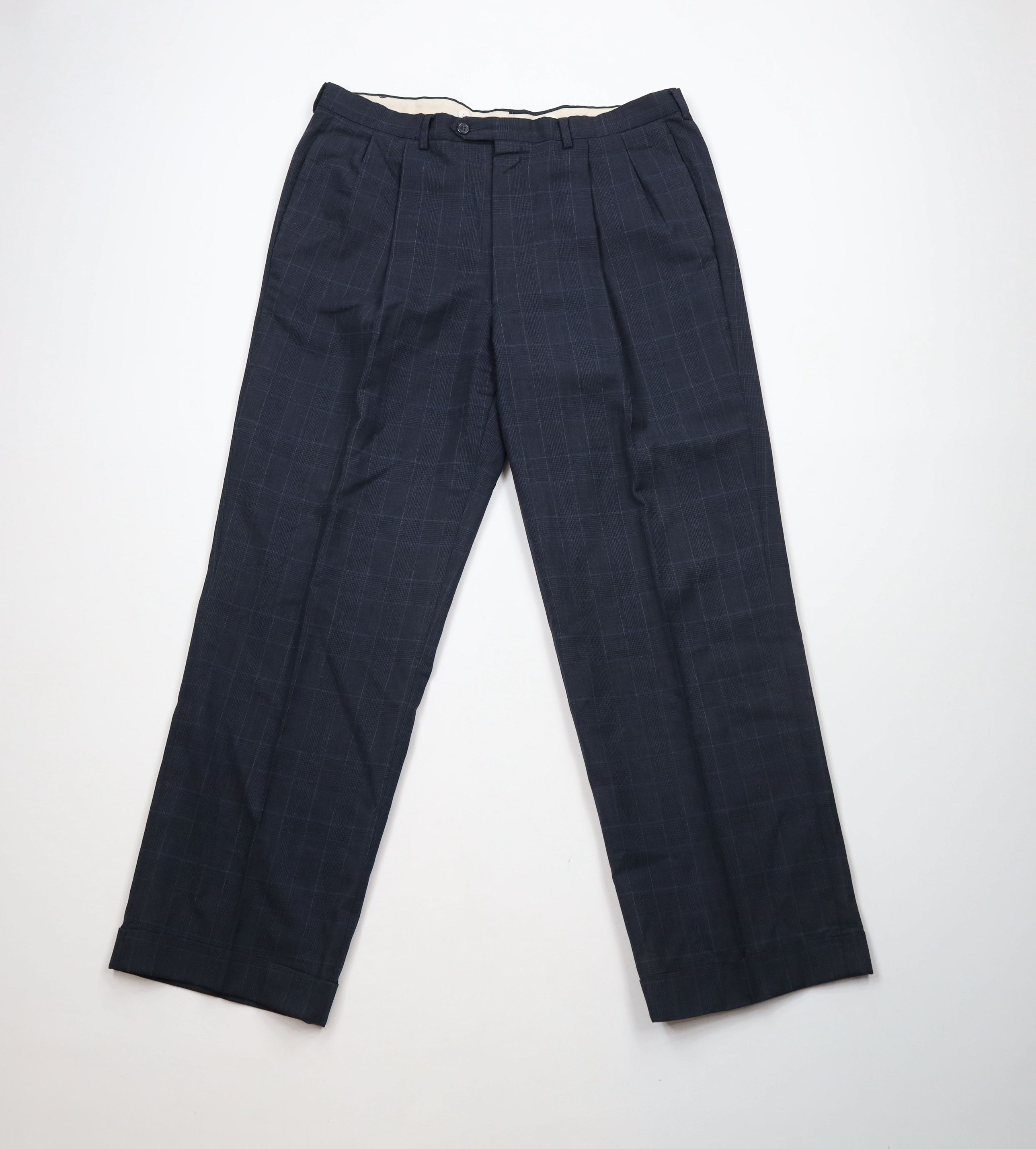 Vintage Vintage 70s Streetwear Cuffed Wide Leg Chino Pants Plaid Size US 36 / EU 52 - 1 Thumbnail