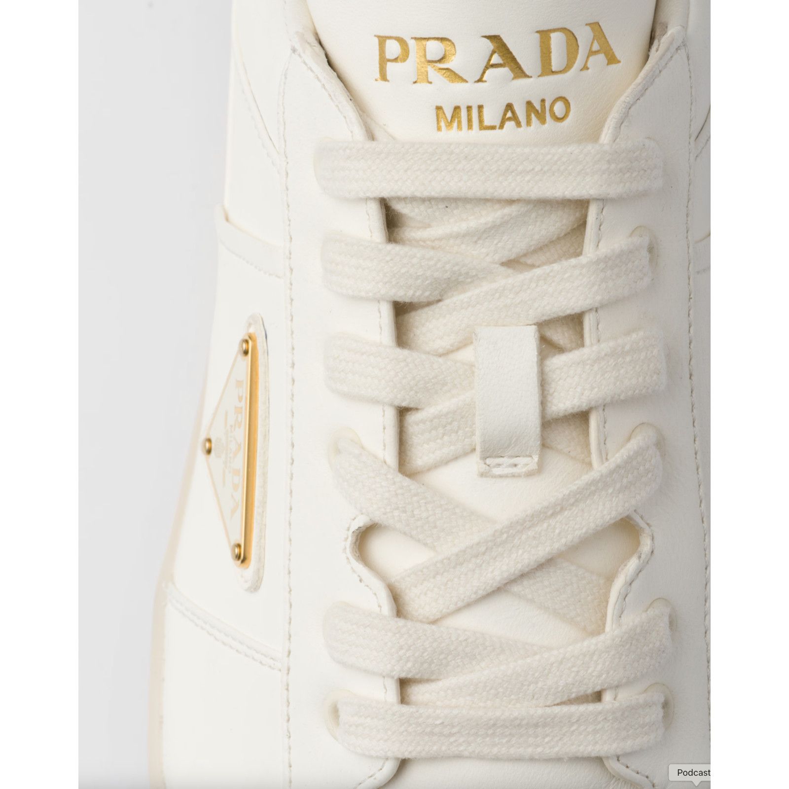 Prada Prada Downtown Leather Gold Logo Flat Low Top Sneaker 41 Size US 11 / IT 41 - 12 Thumbnail