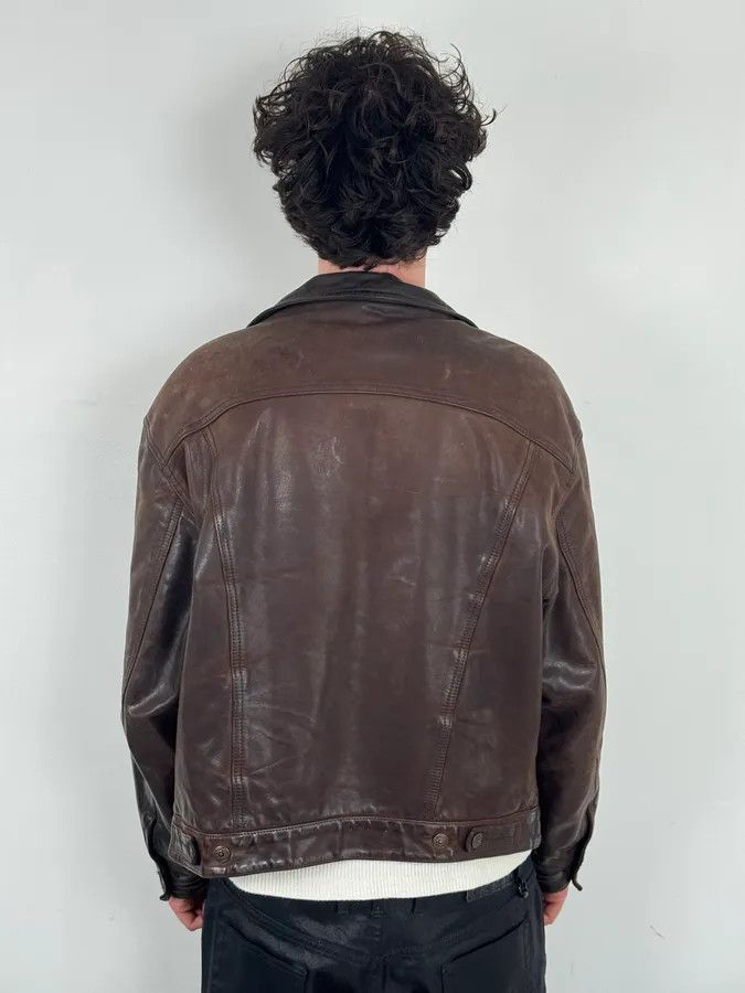 Levi's 2000s Levis Brown Leather Multi-Pocket Leather Jacket Size US L / EU 52-54 / 3 - 3 Thumbnail