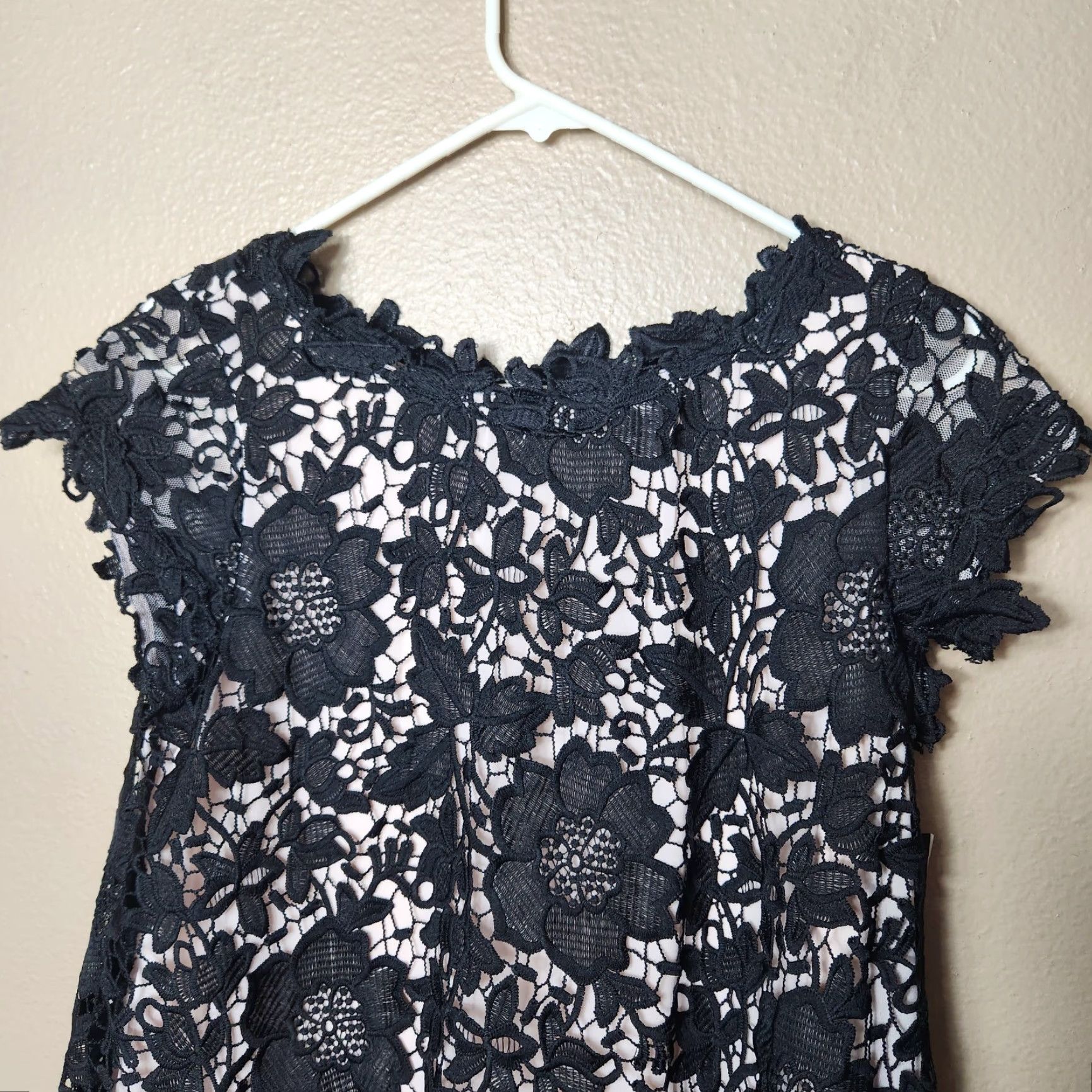 AQUA **Aqua Black Lace Overlay Split Back Midi Cocktail Dress Size 4** User: **Aqua Black Lace Overlay Split Back Midi Cocktail Dress Size 4** Size S / US 4 / IT 40 - 3 Thumbnail