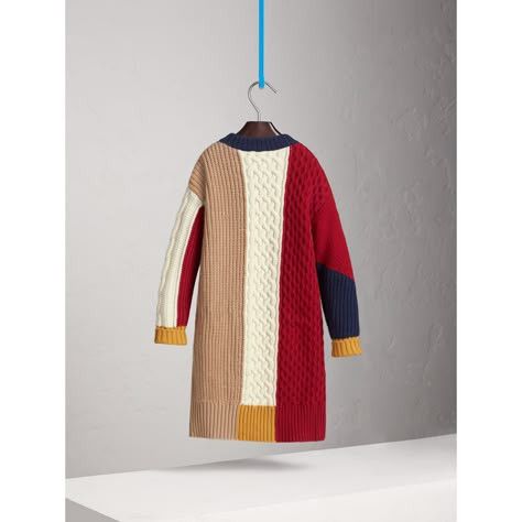 Burberry × Designer Burberry children wool cashmere patchwork cable knit dress Size XXS / US 00 / IT 34 - 3 Thumbnail