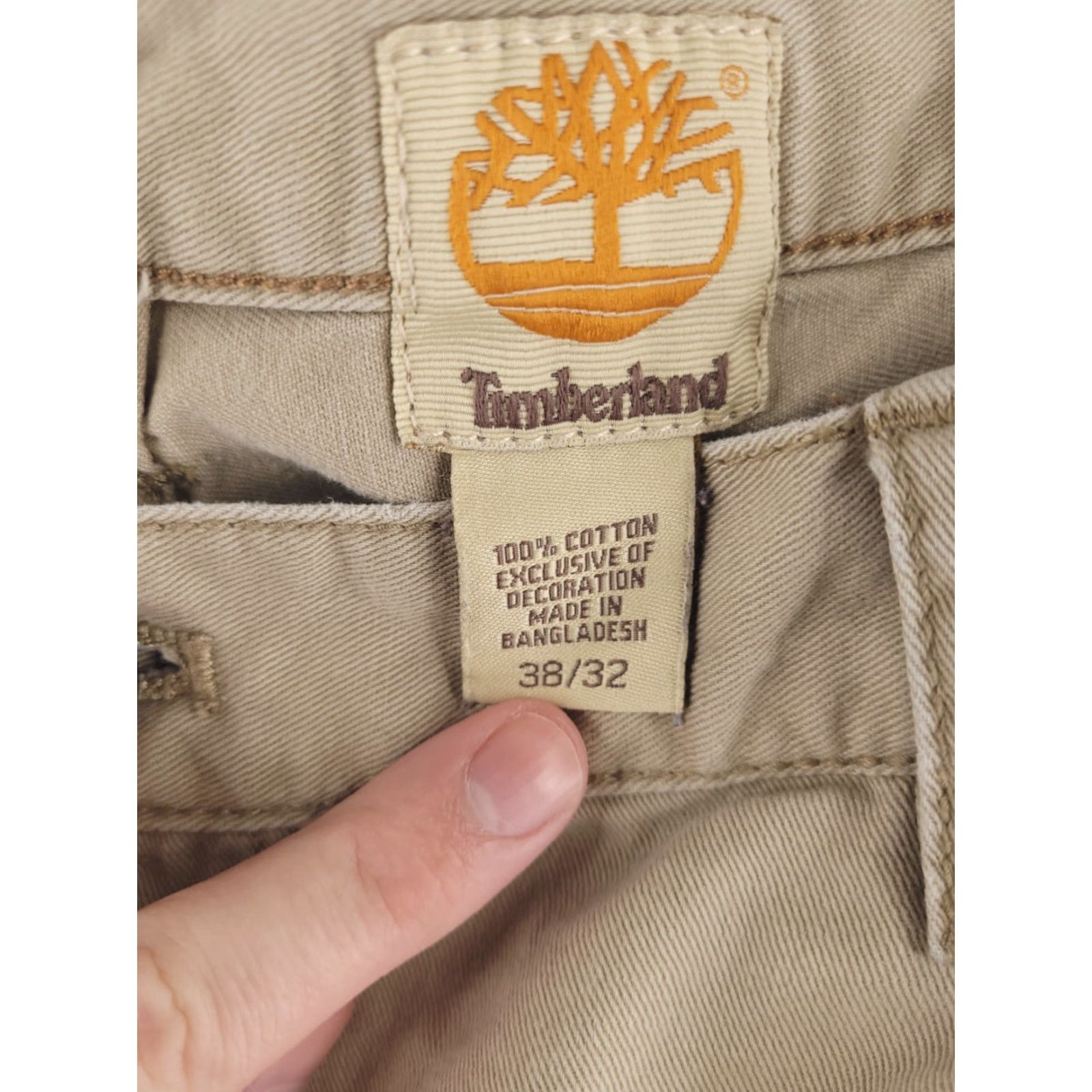Timberland Timberland Pants Mens 38x30 Relaxed Distressed Chino Khaki Beige Flat Front Size US 38 / EU 54 - 6 Thumbnail