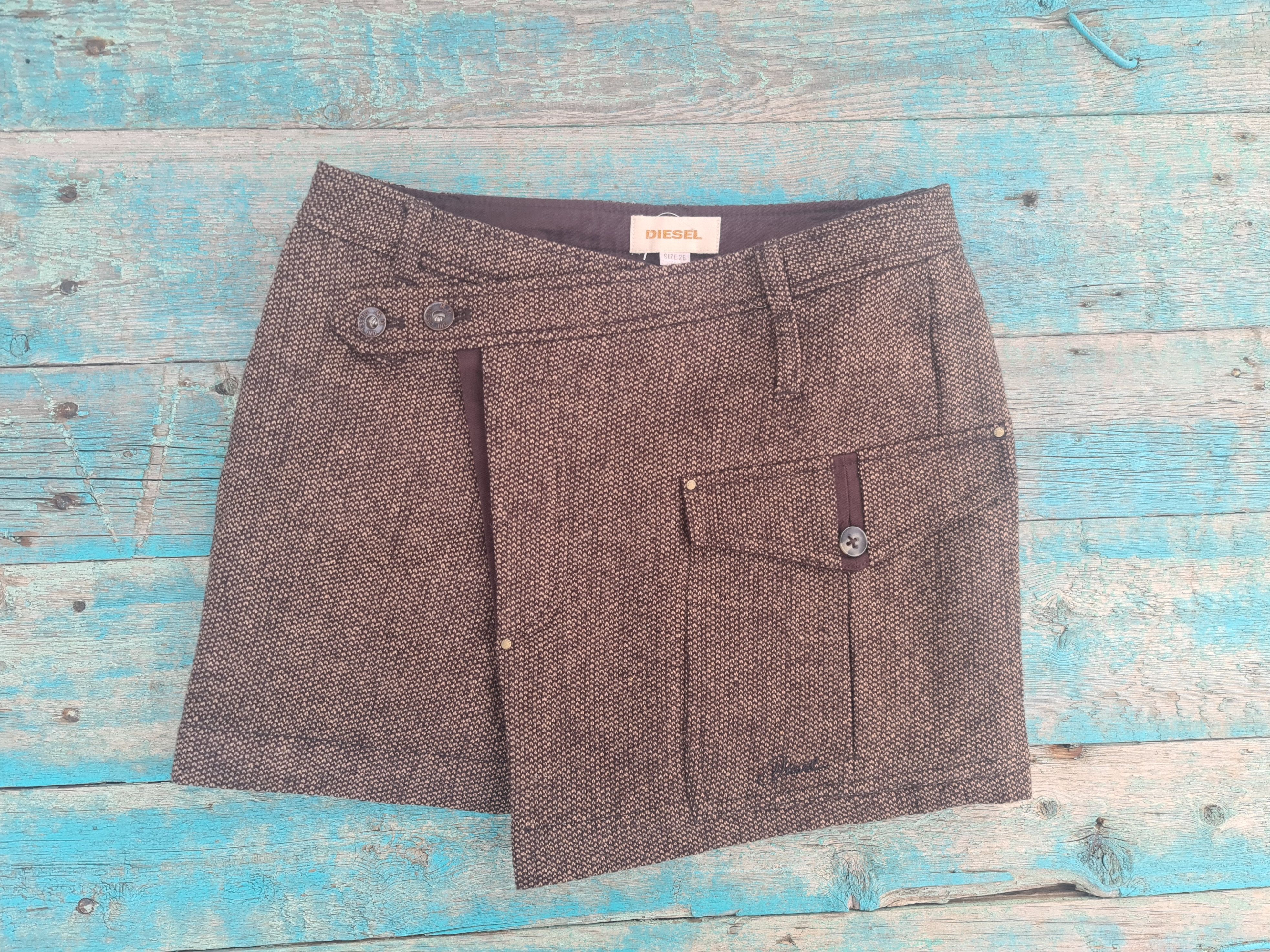 Diesel Rare 🔥 Diesel wool asymmetric mini skirt nice design Size 26" / US 2 / IT 38 - 1 Thumbnail
