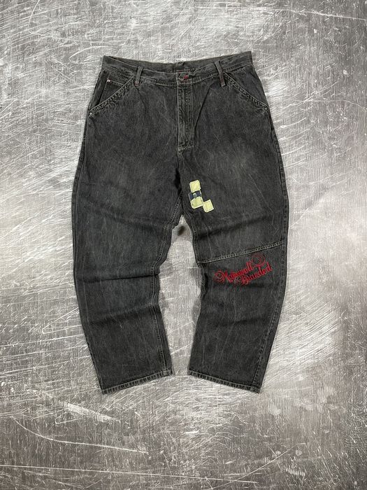 Vintage Makaveli 2Pac Embroidered Vintage Faded Denim Buggy Jeans