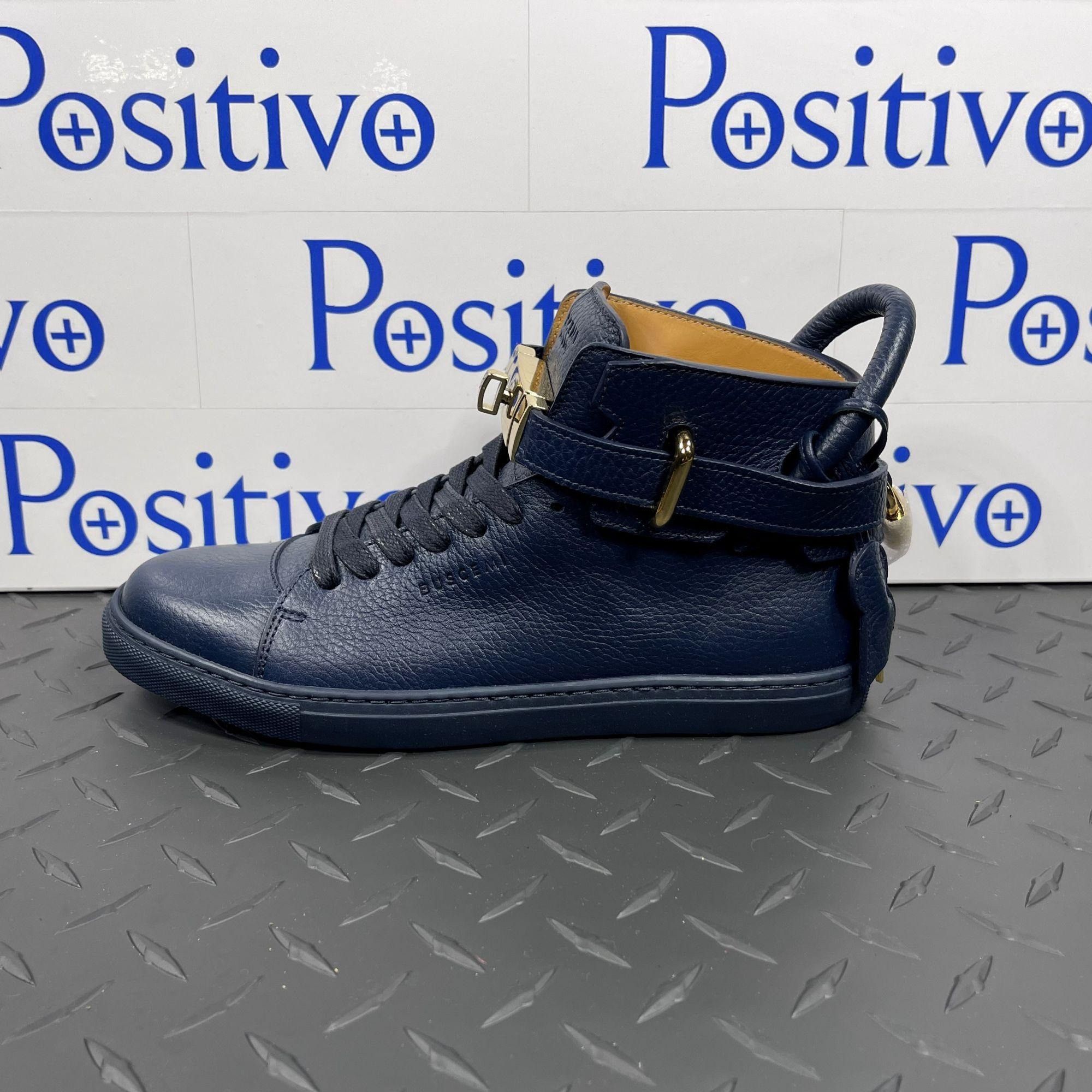 image of Buscemi Mens 100Mm Oceano Blue Leather Sneakers Us 5 Eu 38