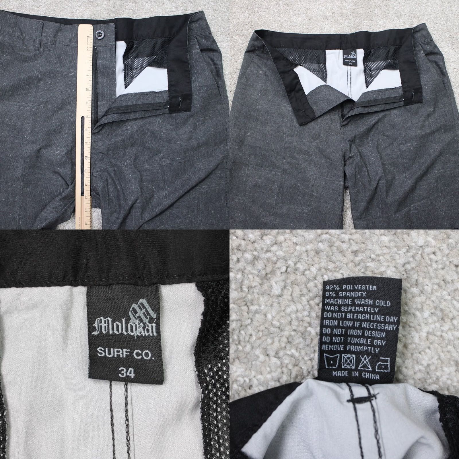 Vintage Molokai Surf Swim Trunks Men 34 Black 10" Drawstring Boardshorts Unlined Stretch Size ONE SIZE - 8 Thumbnail