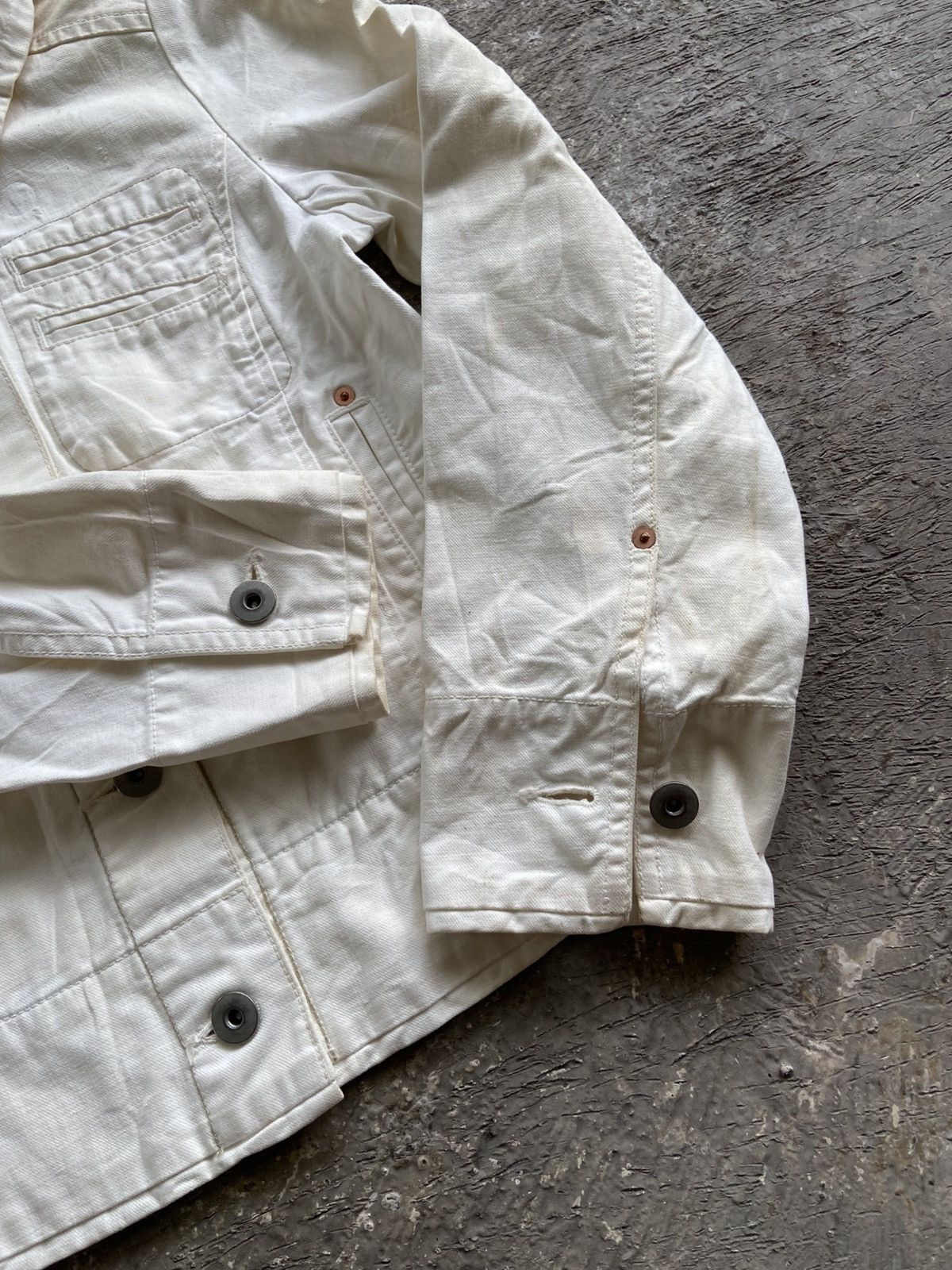 Blue Blue Japan 1990s Blue Blue Japan - Mud Wash Broken White Trucker Jacket Size M / US 6-8 / IT 42-44 - 13 Thumbnail