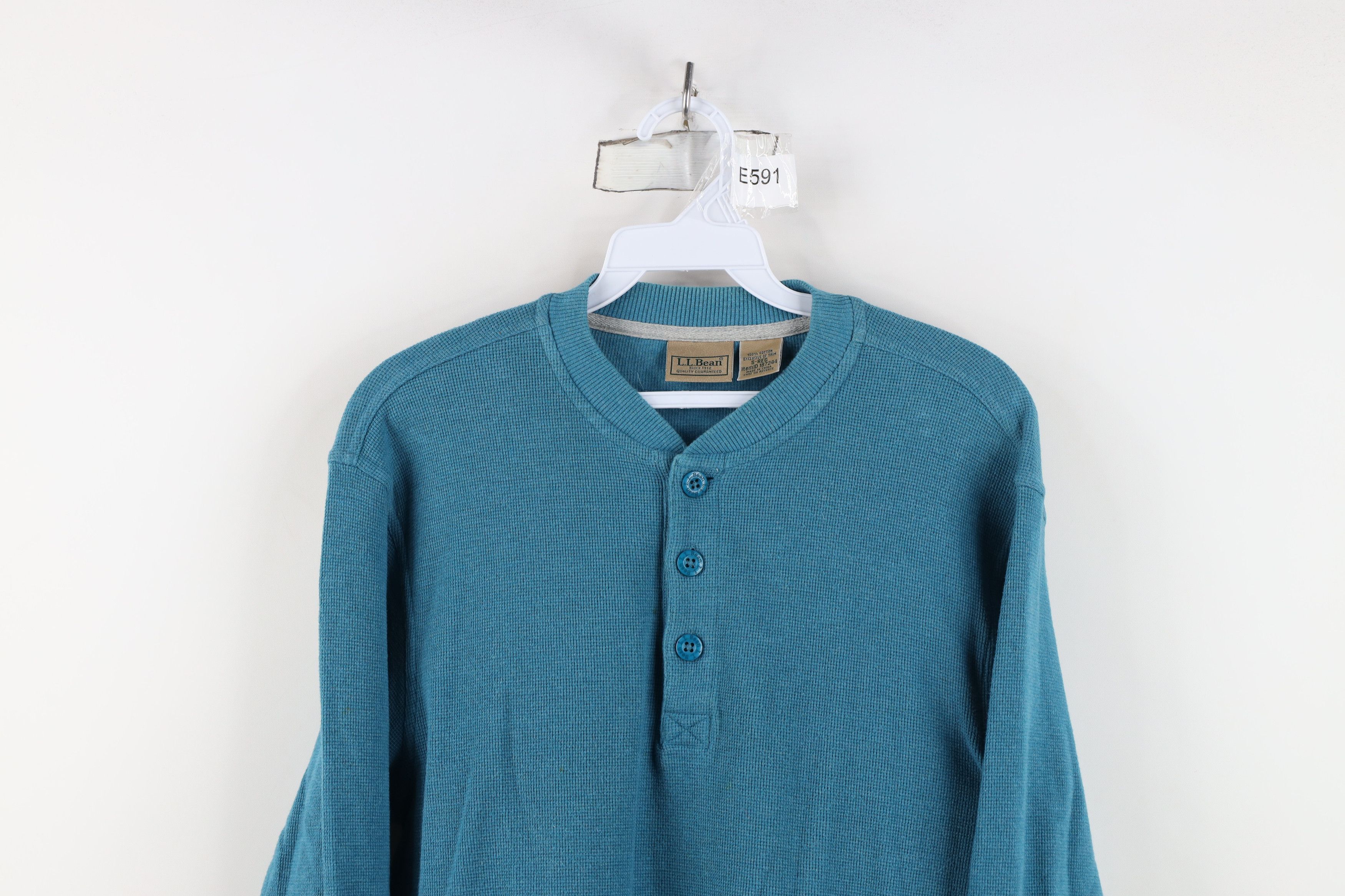 L.L. Bean Vintage LL Bean Waffle Knit Long Sleeve Henley T-Shirt Size US S / EU 44-46 / 1 - 2 Thumbnail