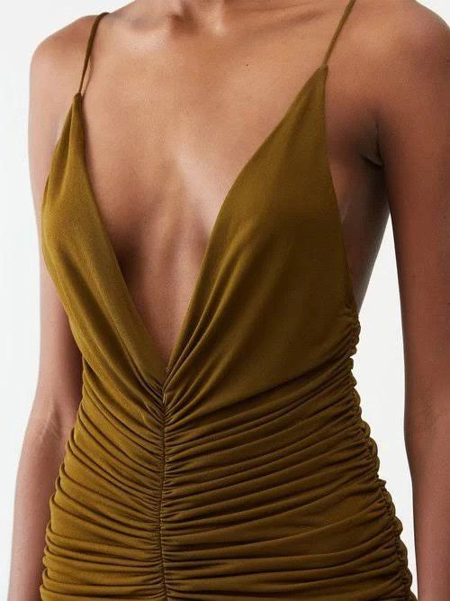 Saint Laurent Paris o1bcso1str1124 Gown in Kaki Size M / US 6-8 / IT 42-44 - 3 Thumbnail