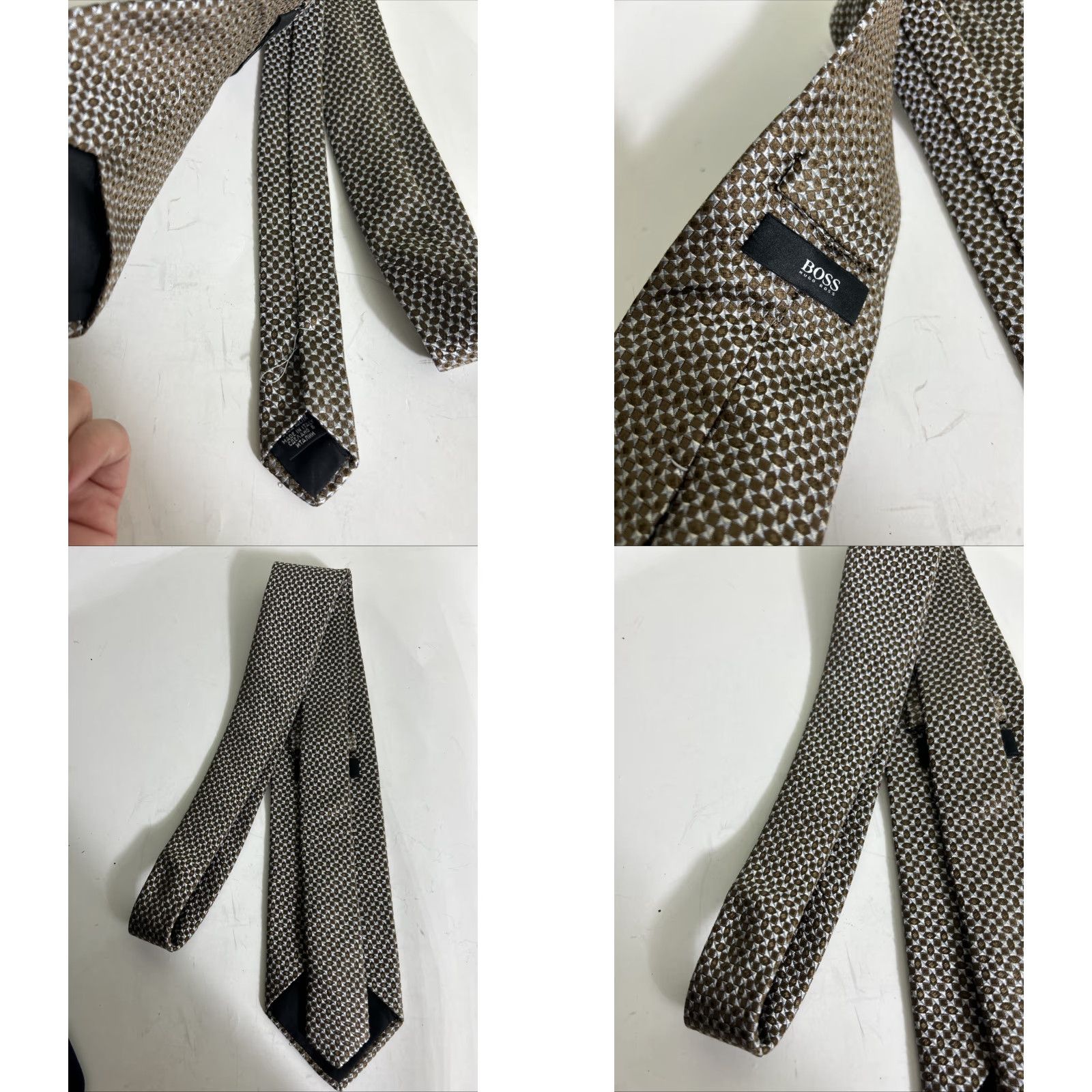 Hugo Boss HUGO BOSS Necktie Blue Brown Geometric Design Viscose Acetate Men Tie Size ONE SIZE - 8 Thumbnail
