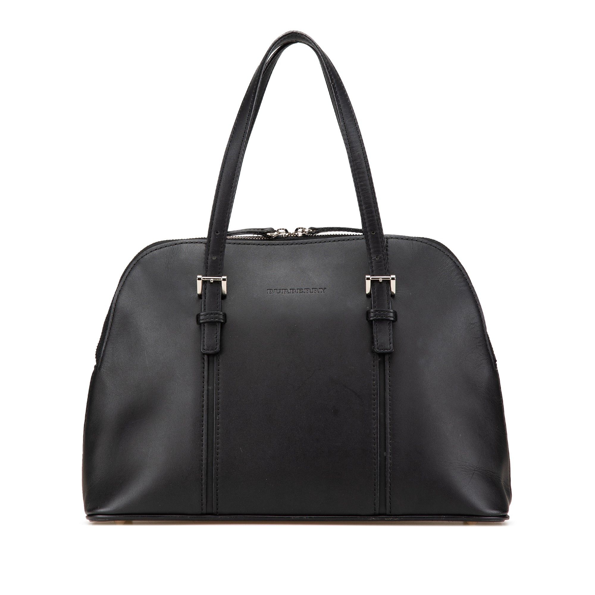 Burberry Burberry Leather Dome Handbag Black Size ONE SIZE - 1 Thumbnail