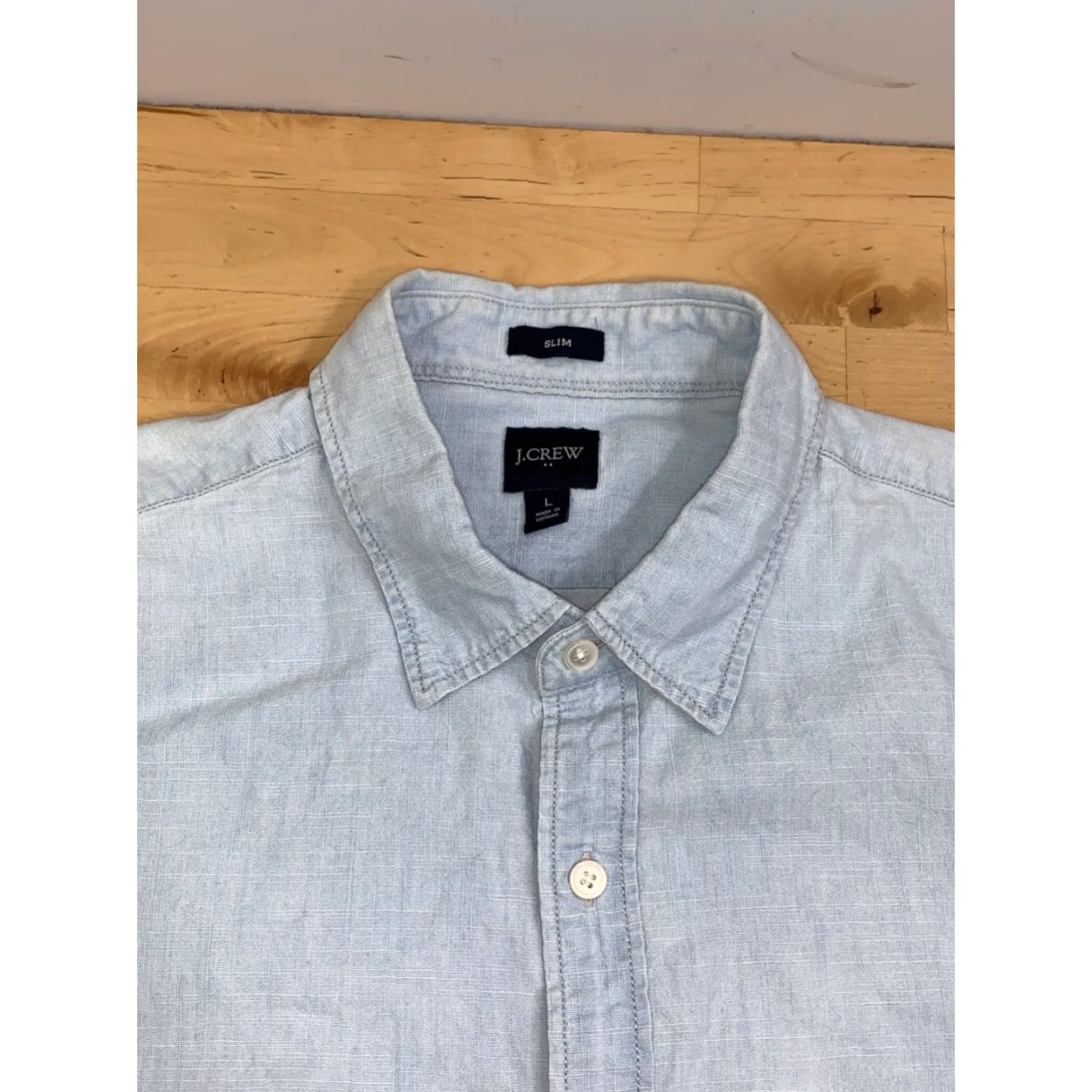 J.Crew J. Crew Linen Blend Button-Up Shirt Men L Blue Slim Short Sleeve Casual Shirt Size US L / EU 52-54 / 3 - 3 Thumbnail