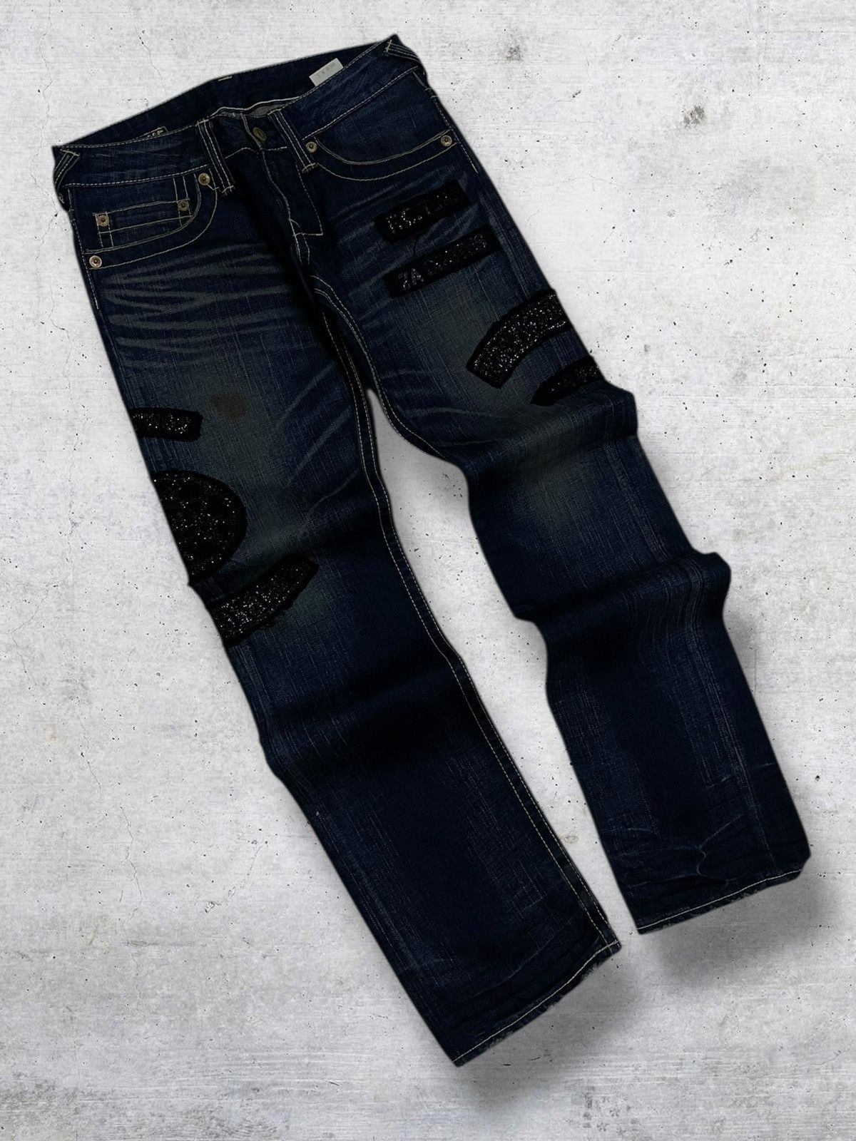 FranCisT MOR.K.S VINTAGE FRANCIS MORKS RARE DESIGNER ARCHIVE PUN PATCH DENIM Size US 29 - 2 Thumbnail