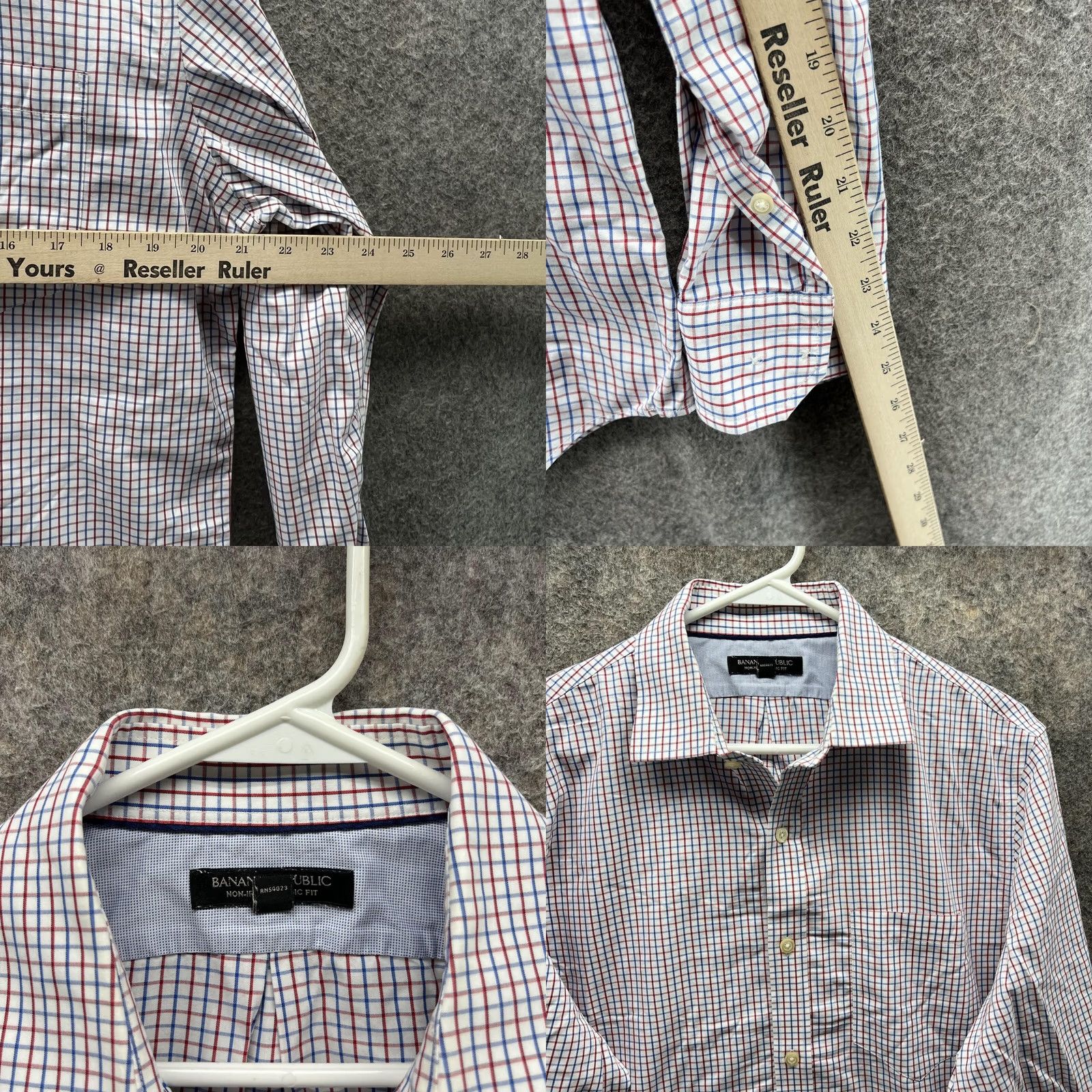 Banana Republic Banana Republic Shirt Men Medium White Red Casual Button Down Check Non Iron Regular Sleeve Long Sleeve/Collar-Down Button-Up Size US M / EU 48-50 / 2 - 8 Thumbnail
