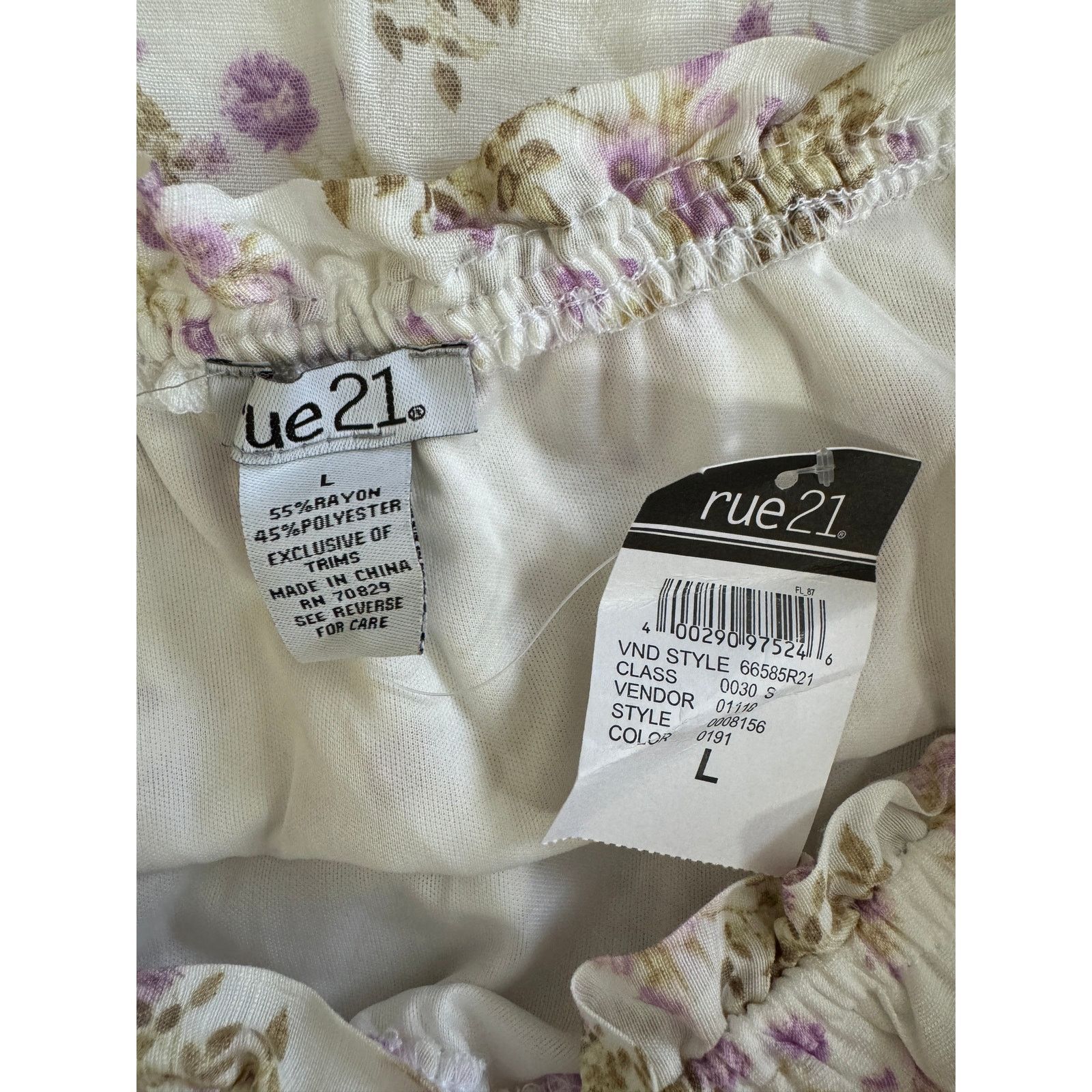 rue21 Rue21 Purple Ivory Floral Blouse Size Large Bell Sleeves Size L / US 10 / IT 46 - 11 Thumbnail