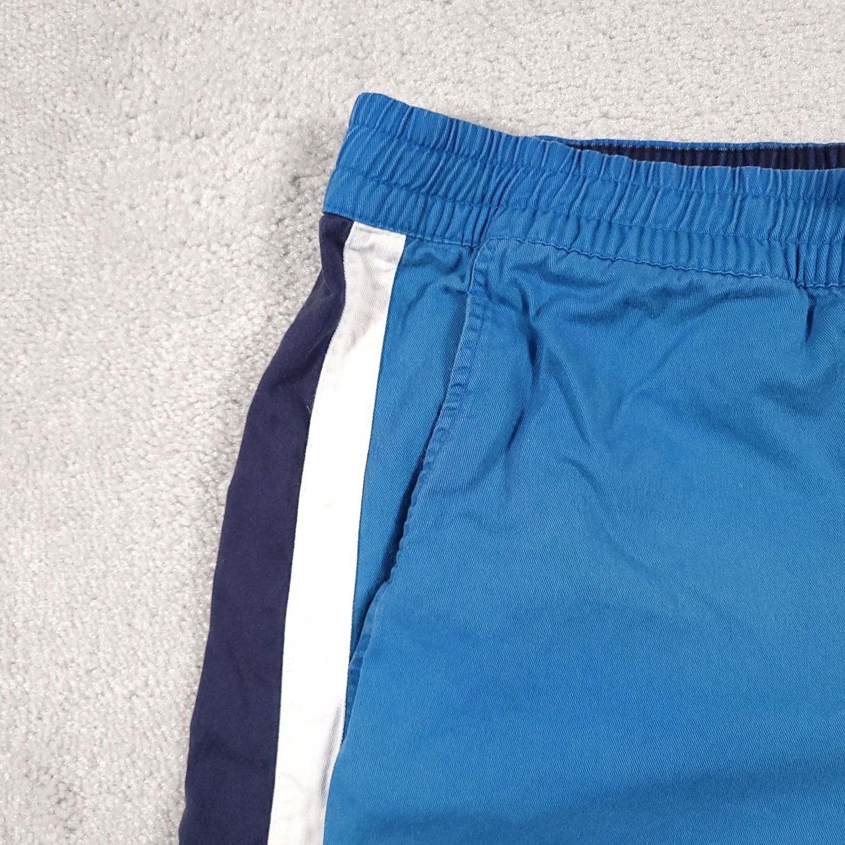 Nike VINTAGE Nike Shorts Mens XXL Blue Twill Elastic Waist Drawstring Heavy Logo Stripe Bermuda 90s Mens Size US 39 - 4 Thumbnail