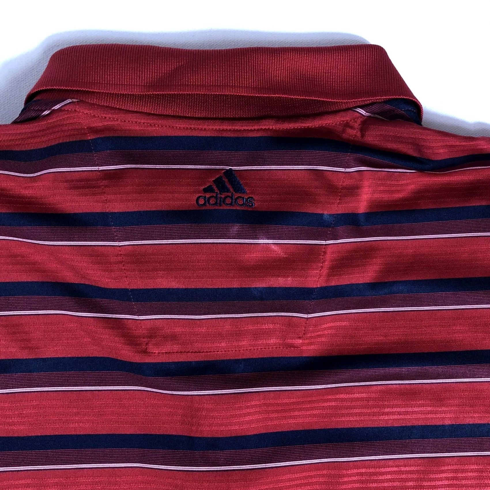 Adidas Adidas Polo Shirt XL Men Striped ClimaCool Red Navy Blue Short Sleeve Golf I34 Size US XL / EU 56 / 4 - 4 Thumbnail