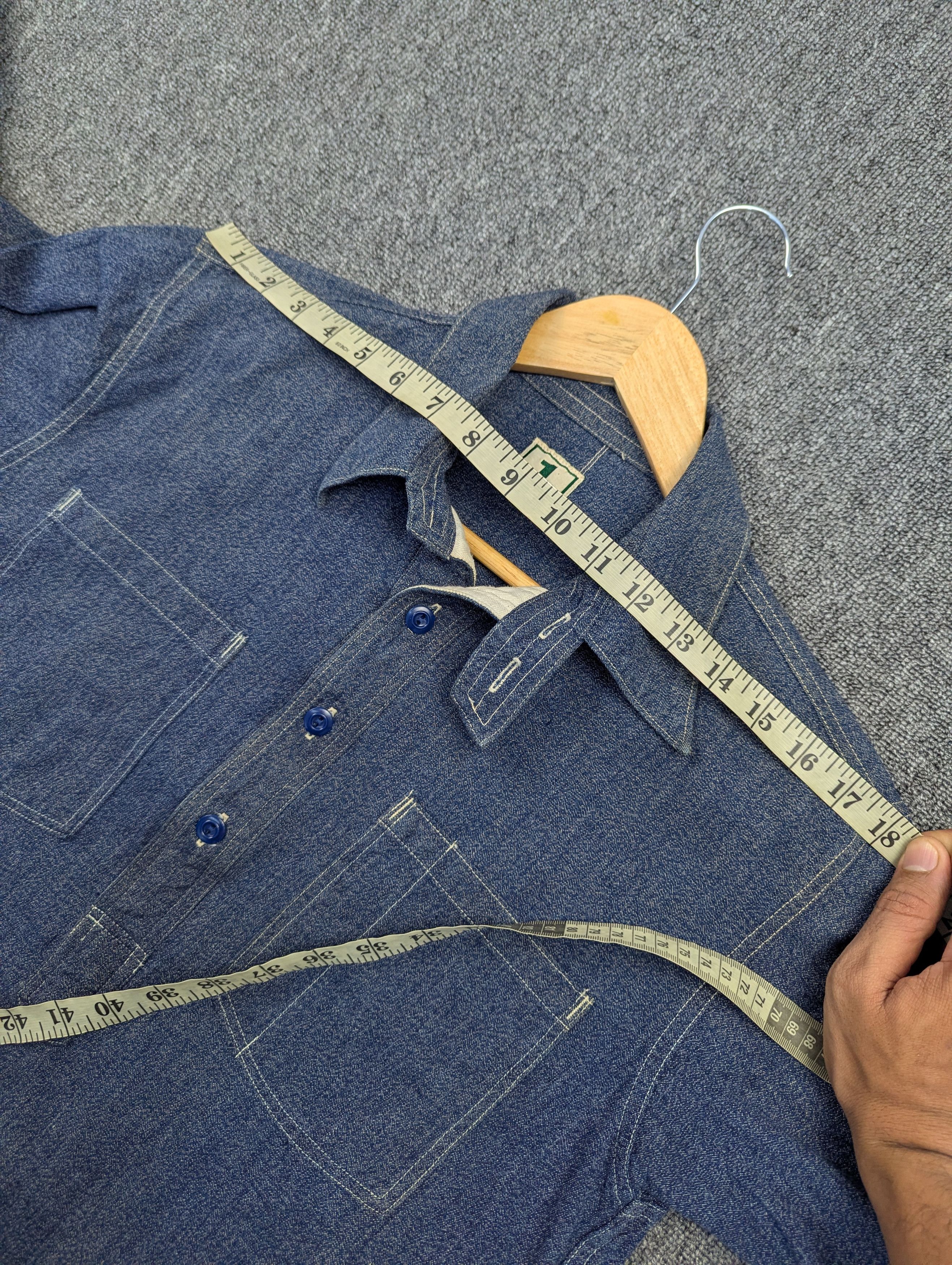 Sugar Cane Sugar Cane Men's Long Sleeve Pullover Work Denim Shirt Size US M / EU 48-50 / 2 - 14 Thumbnail