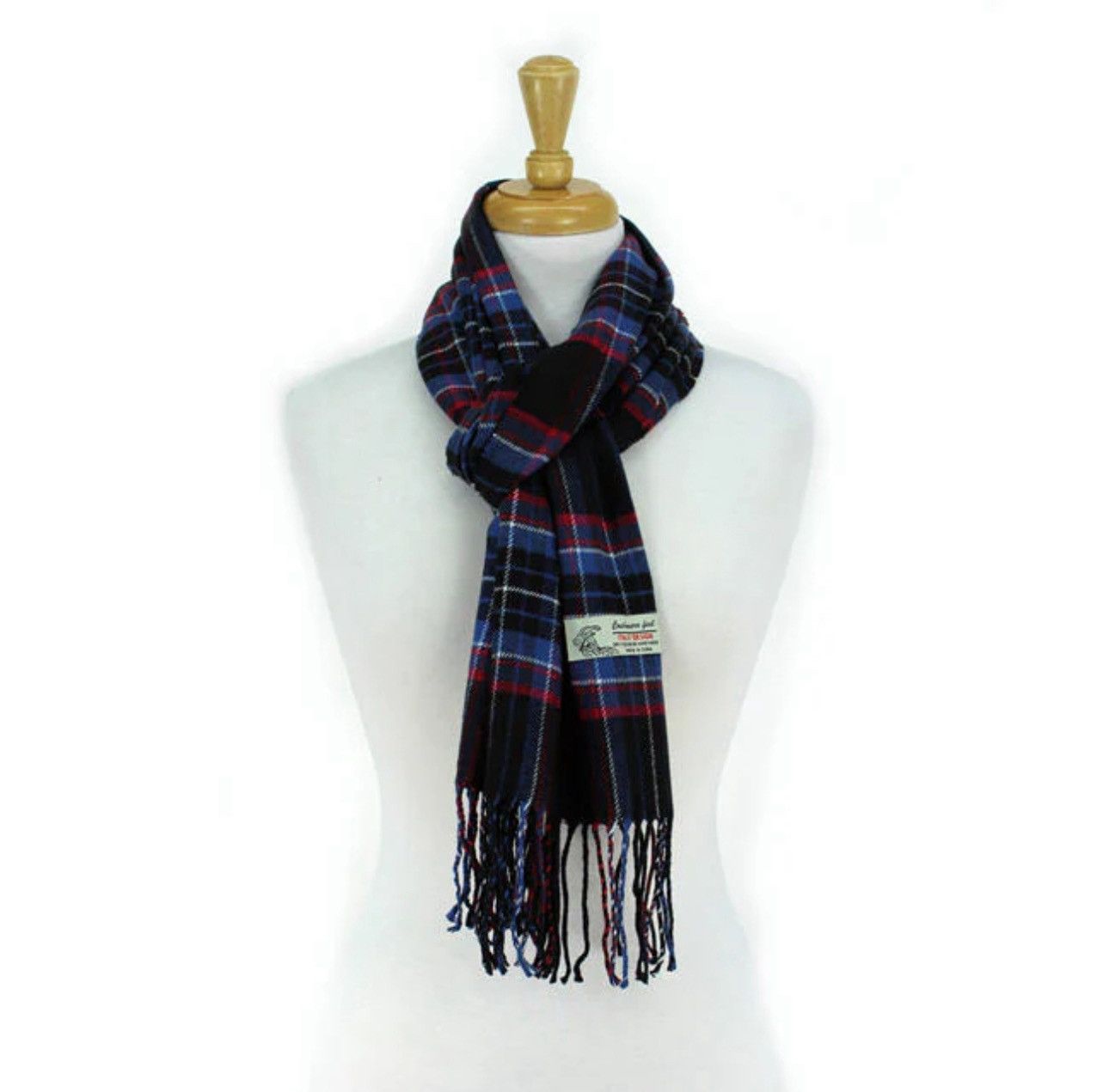 Other Cashmere feel black/blue plaid acrylic scarf with 3” fringe. Size ONE SIZE - 1 Thumbnail