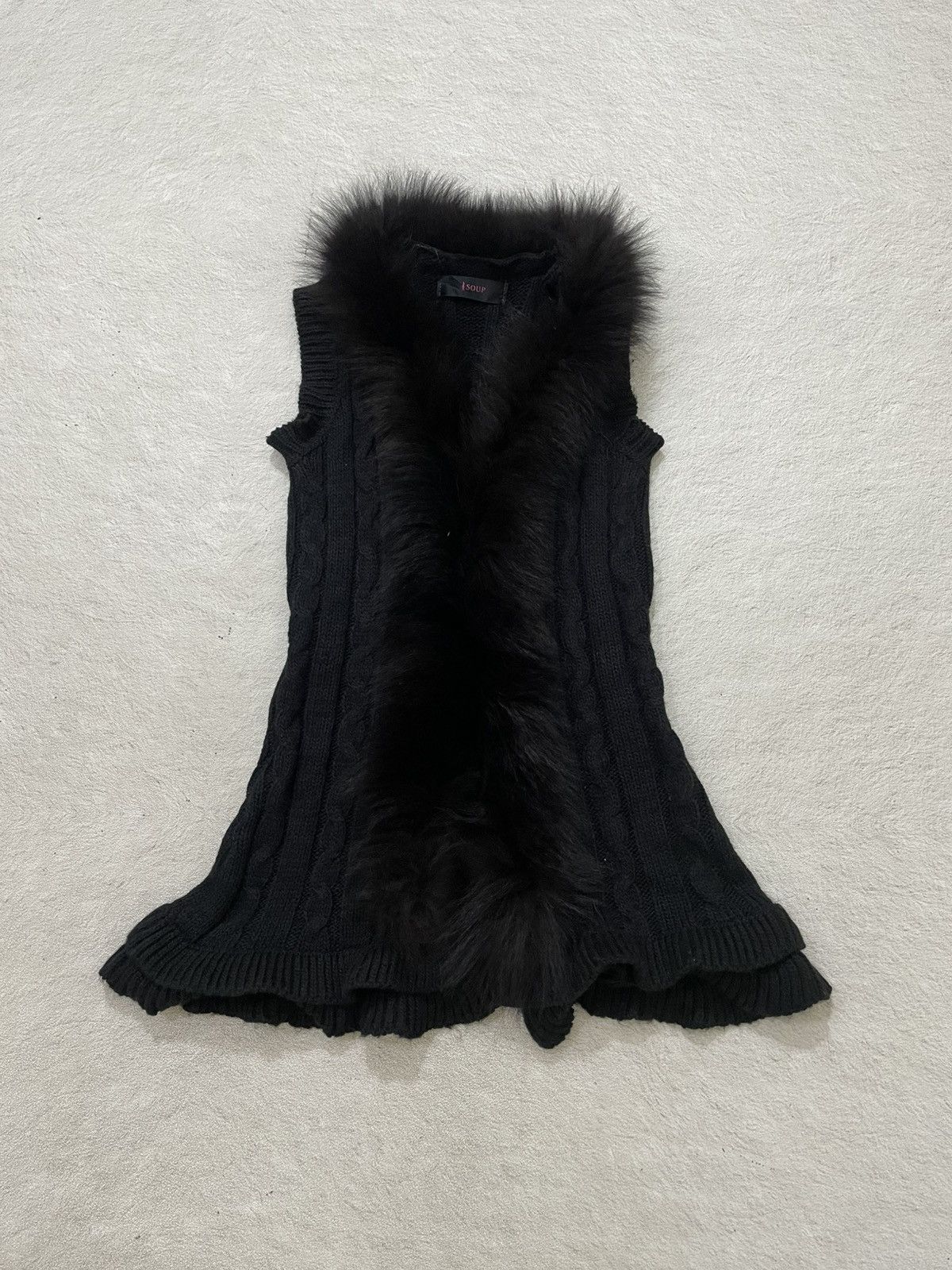 14th Addiction 2000s GOA Knit Fur Trim Vest Grunge Poem Opium Y2K ifsix Size S / US 4 / IT 40 - 1 Thumbnail