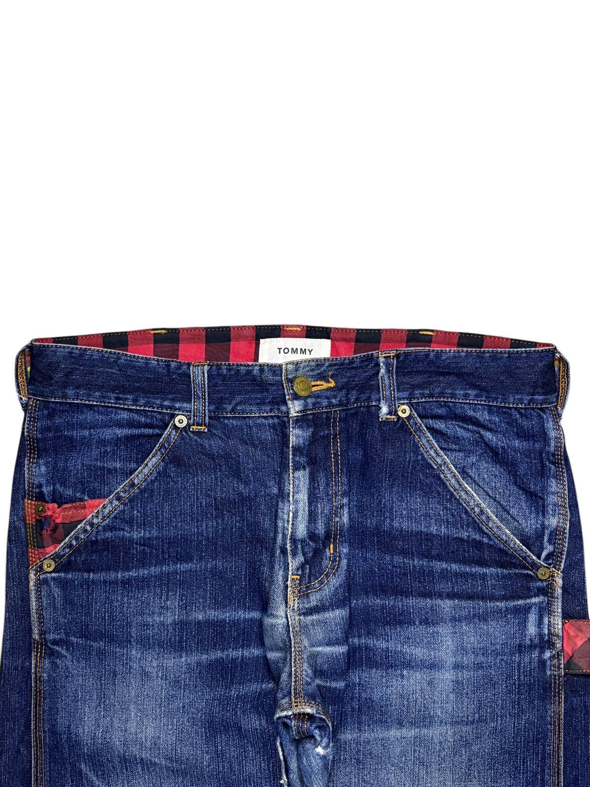 Tommy Hilfiger × Tommy Jeans Vintage Tommy Blue Wash Carpenter Distressed Loose Jeans Size US 32 / EU 48 - 4 Thumbnail