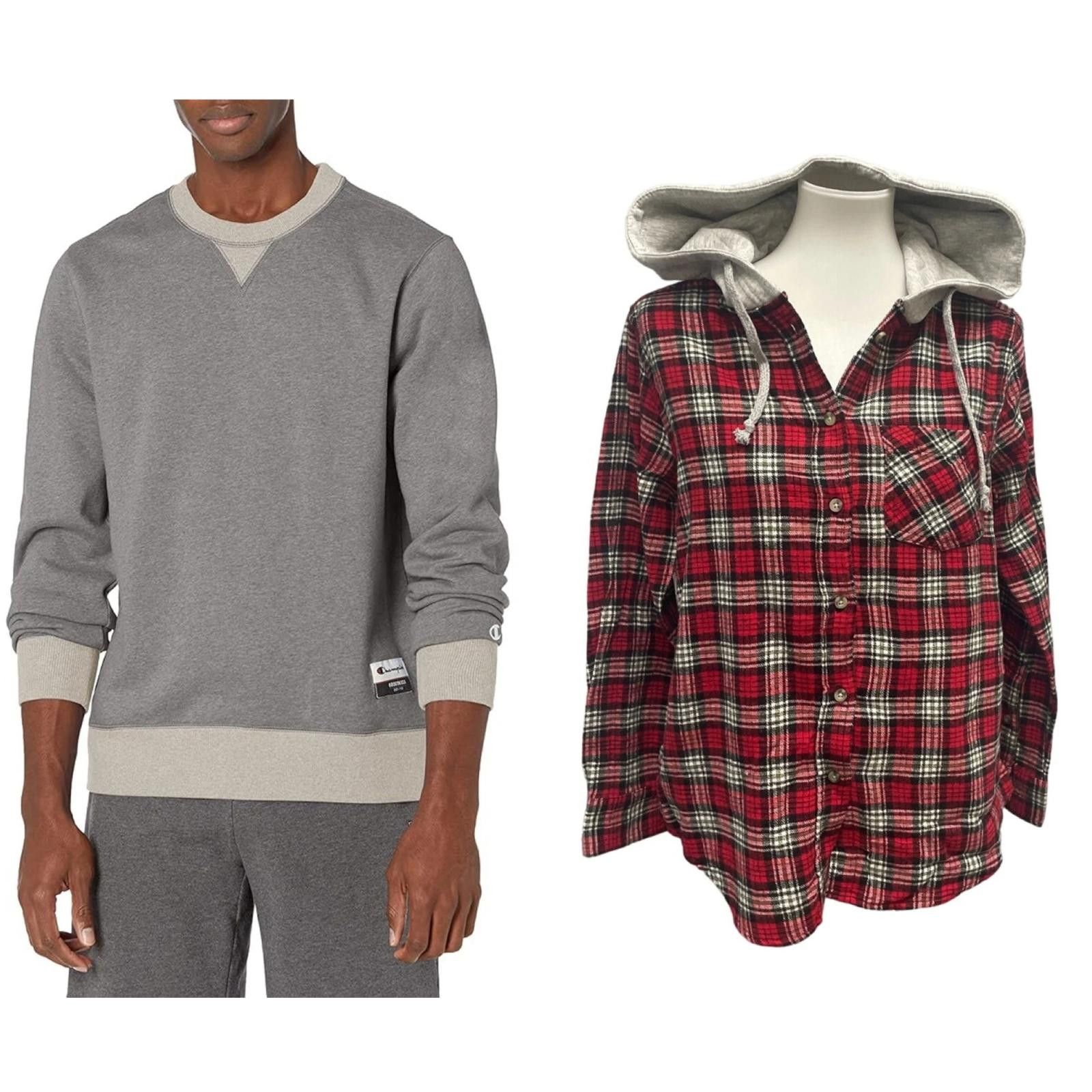 Champion New Champion Unisex Small Sweatshirt w Bonus Flannel Hoodie Size S / US 4 / IT 40 - 1 Thumbnail