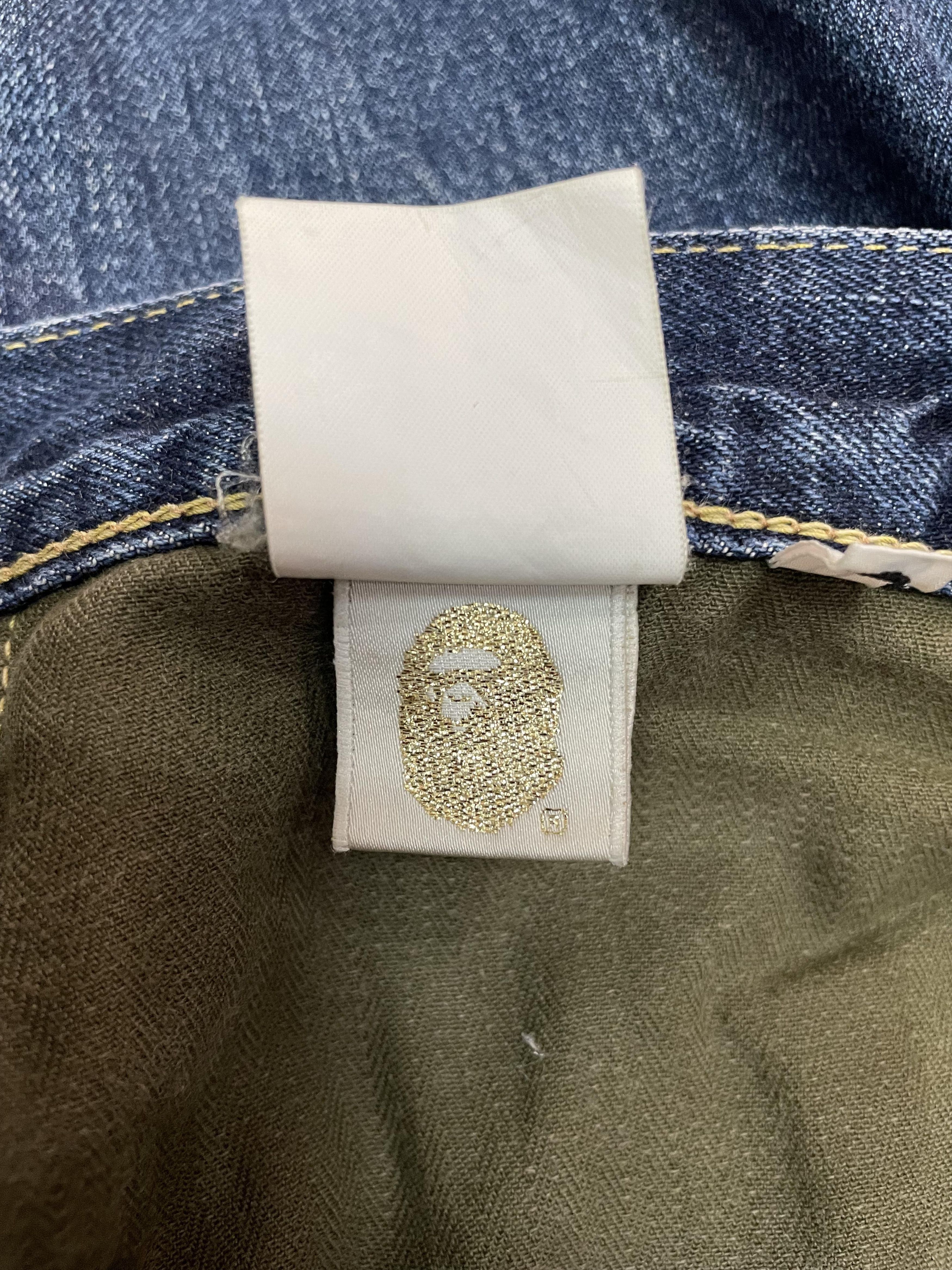 Bape Bapesta Embroidery - Monogram Fold Denim Pants Size US 35 - 11 Thumbnail