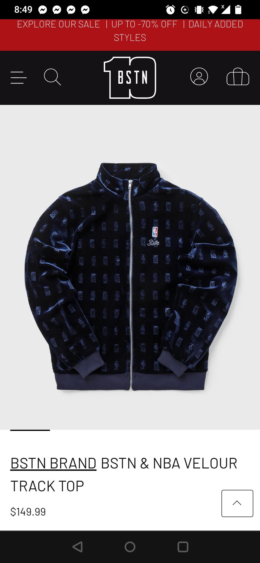 NBA BSTN Brand BSTN & NBA Velour Track Pants and Track Jacket Size US XL / EU 56 / 4 - 1 Thumbnail
