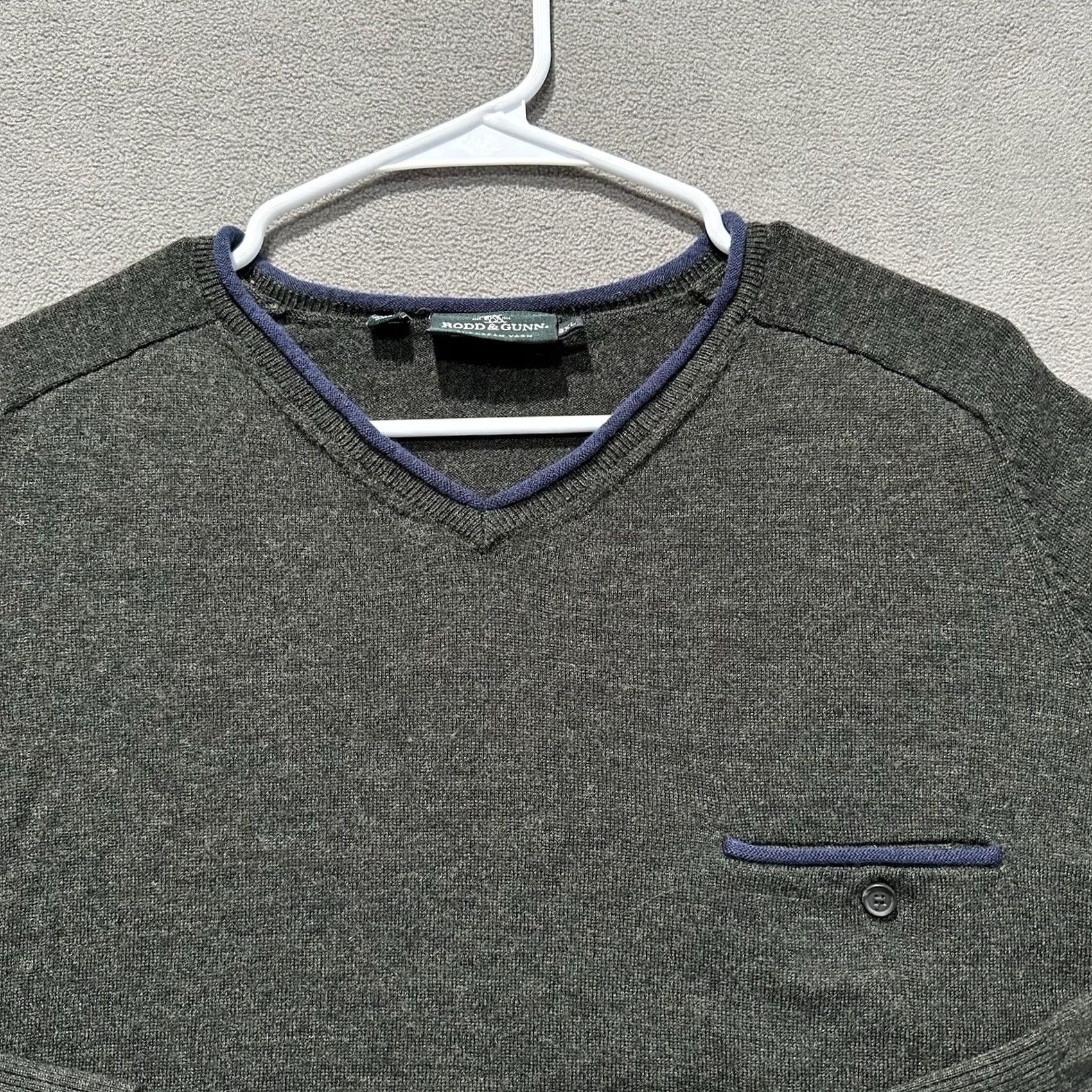 Rodd & Gunn Rodd Gunn Sweater Men Green Merino Wool V-neck Roll Neck Pocket 3XL (Fits Large) Size US XXL / EU 58 / 5 - 3 Thumbnail