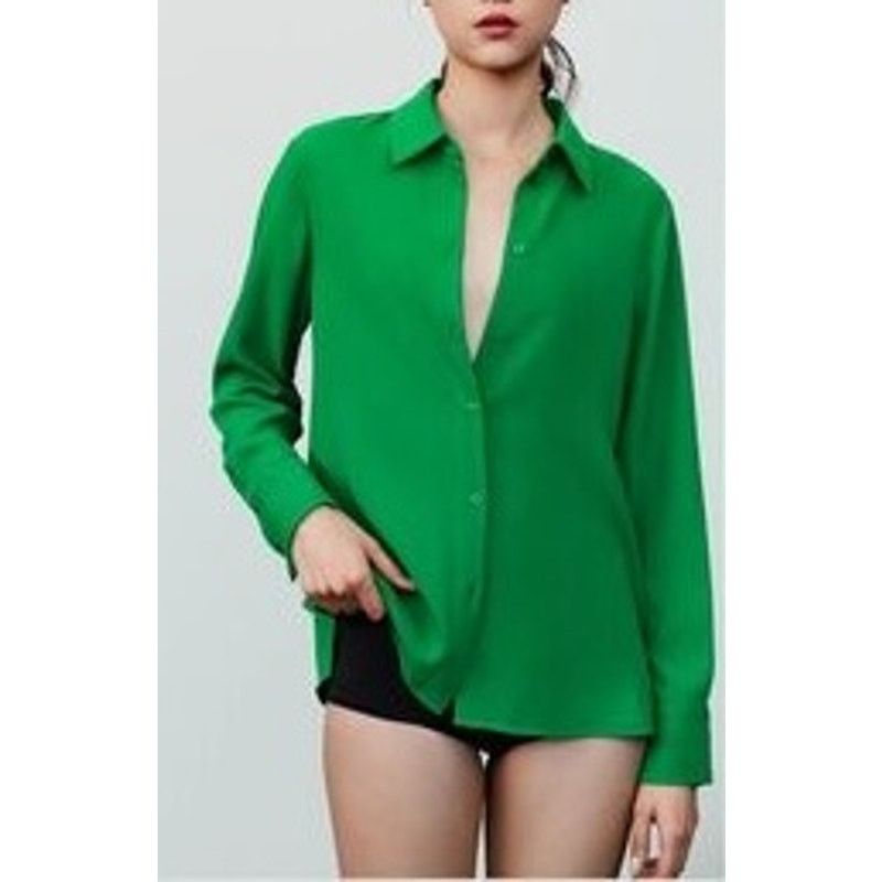 Zara Zara Green Crepe Button Down Shirt - Size Small - Never Worn Size S / US 4 / IT 40 - 1 Thumbnail