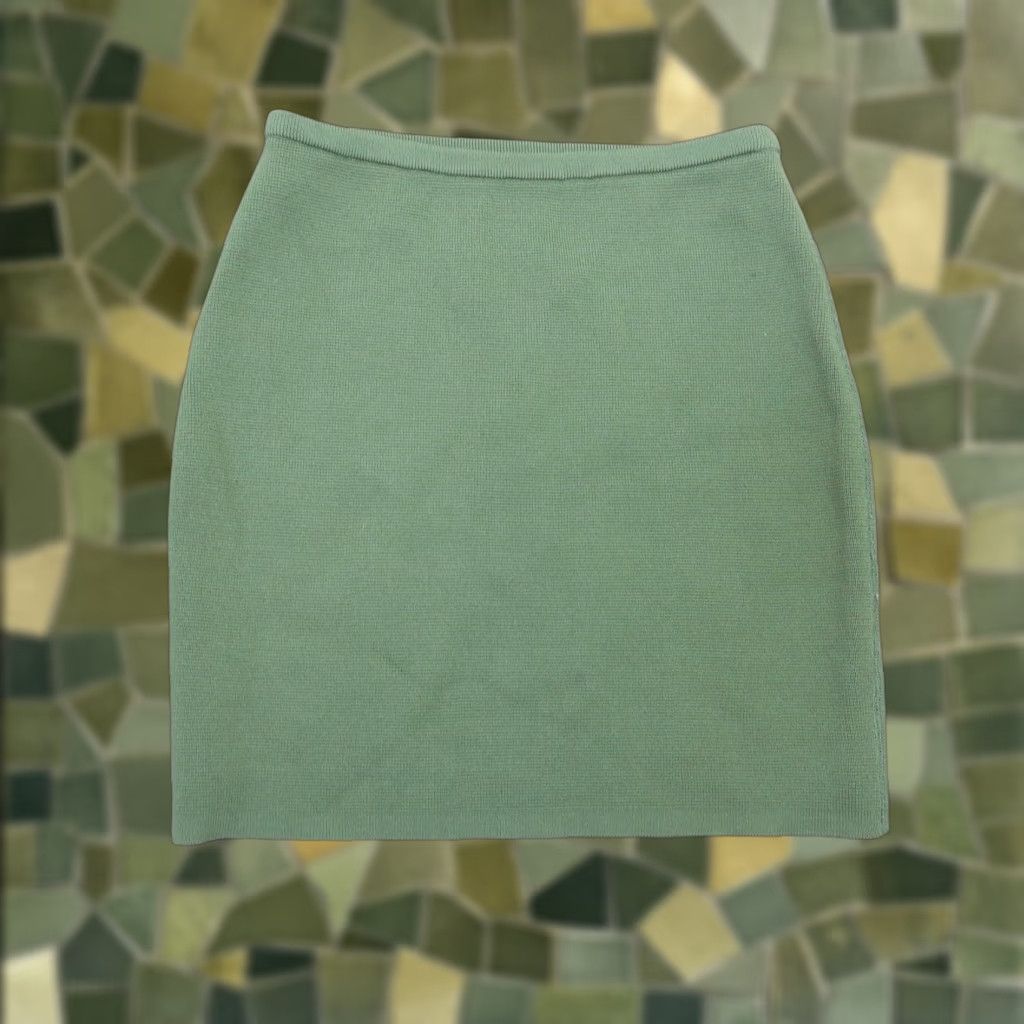 Torn by Ronny Kobo Skirt Mini Women S Olive Green Ribbed Knit Short Viscose Nylon Solid Fall Spring Summer Winter