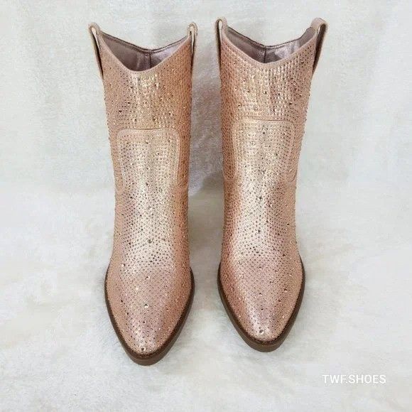 Other Dolly Rose Gold Rhinestone Glitter Cowgirl Country Glam West Size US 8 / IT 38 - 3 Thumbnail