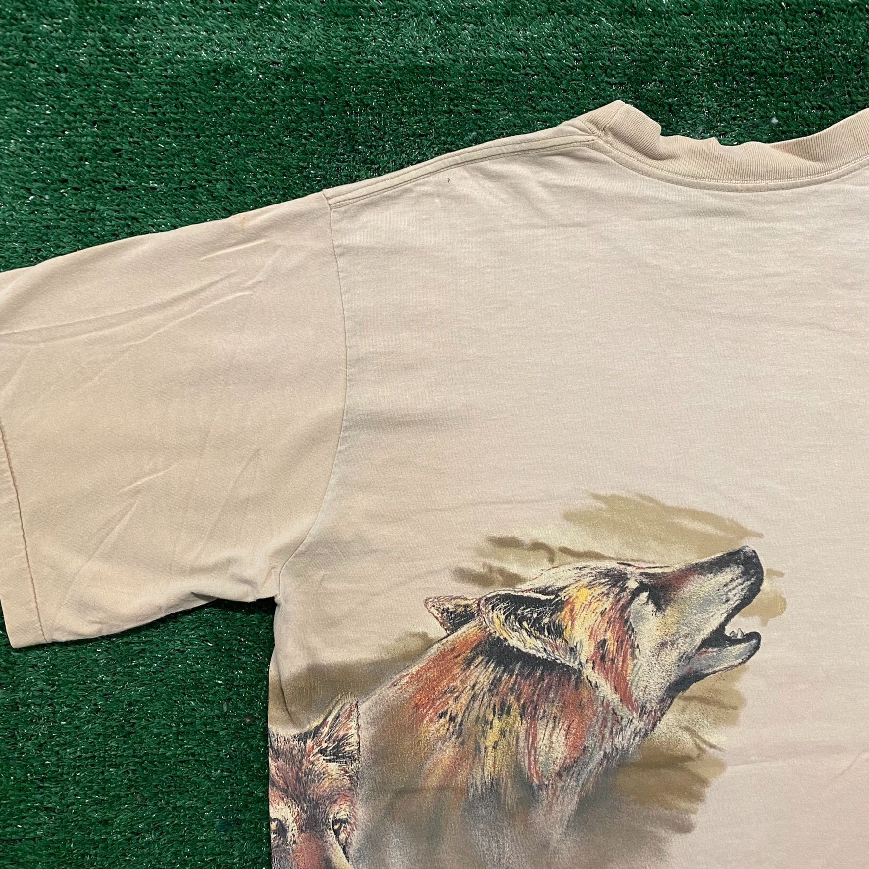 Vintage Vintage 90s Wolf Nature Shirt Single Stitch Tonal Animal Tee Size US XL / EU 56 / 4 - 7 Preview