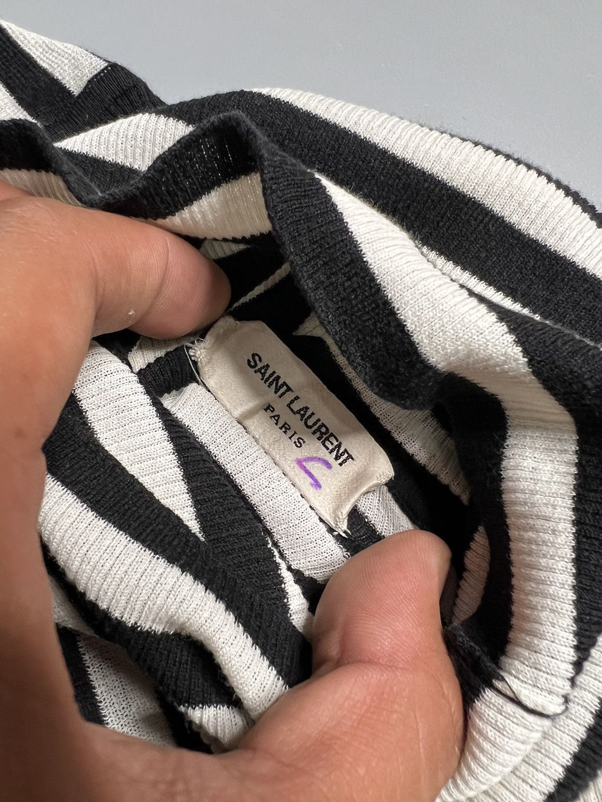 Saint Laurent Paris Saint Laurent 2019 Striped Turtle Neck Jumper Size US XL / EU 56 / 4 - 7 Thumbnail