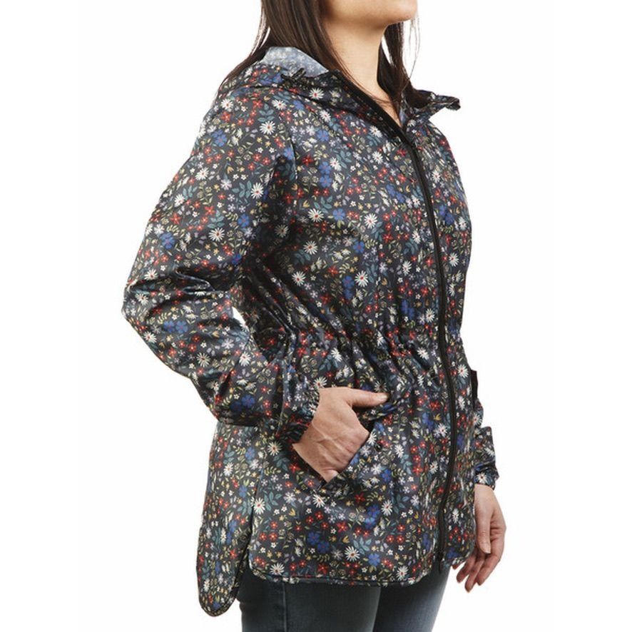 Other Packable Lightweight Rain Windbreaker Medium Black Floral Re Size M / US 6-8 / IT 42-44 - 1 Thumbnail