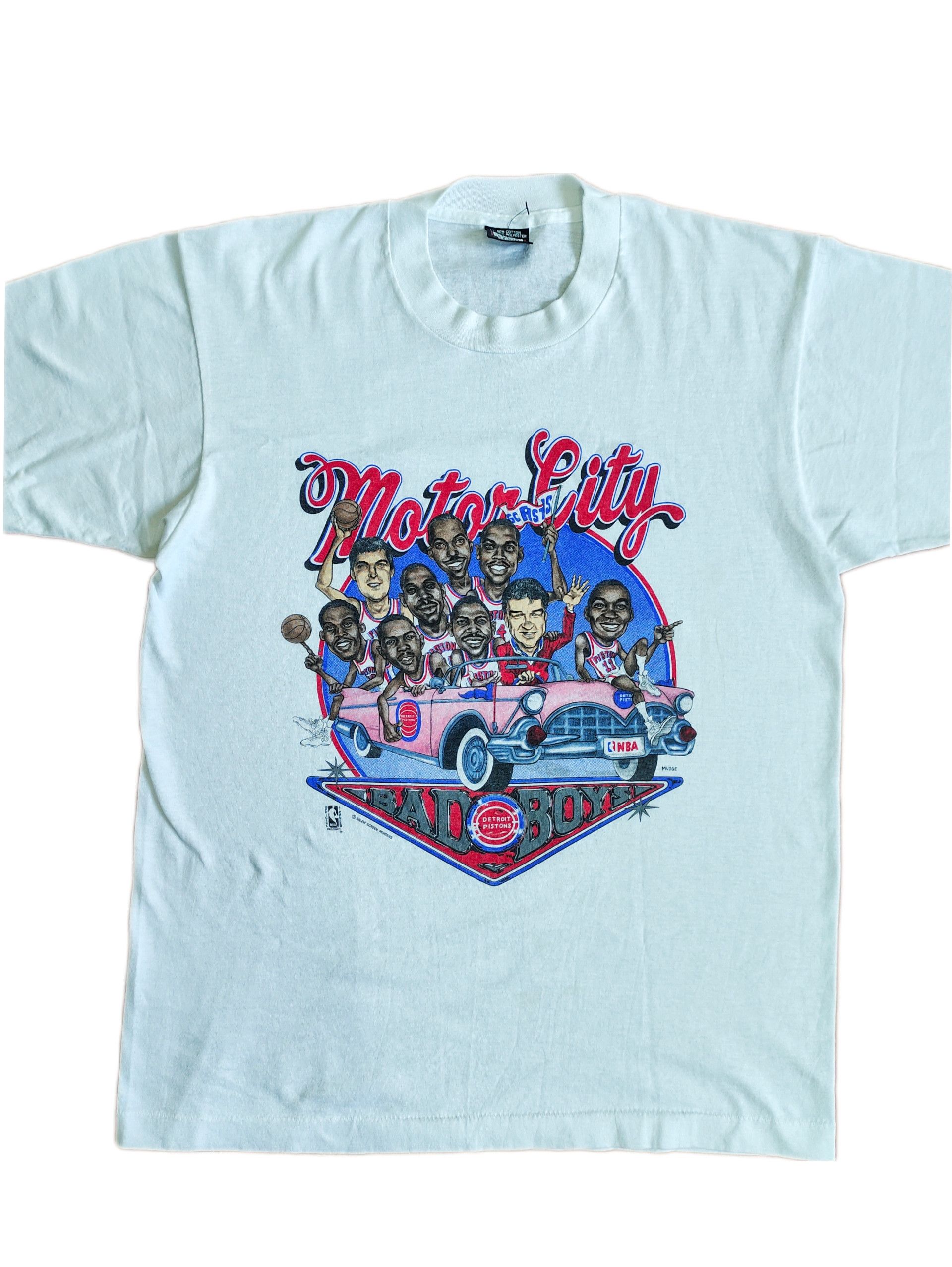 Salem Sportswear × Vintage Vintage Detroit Pistons "Motor City" Caricature 90s T-shirt Size US L / EU 52-54 / 3 - 3 Thumbnail
