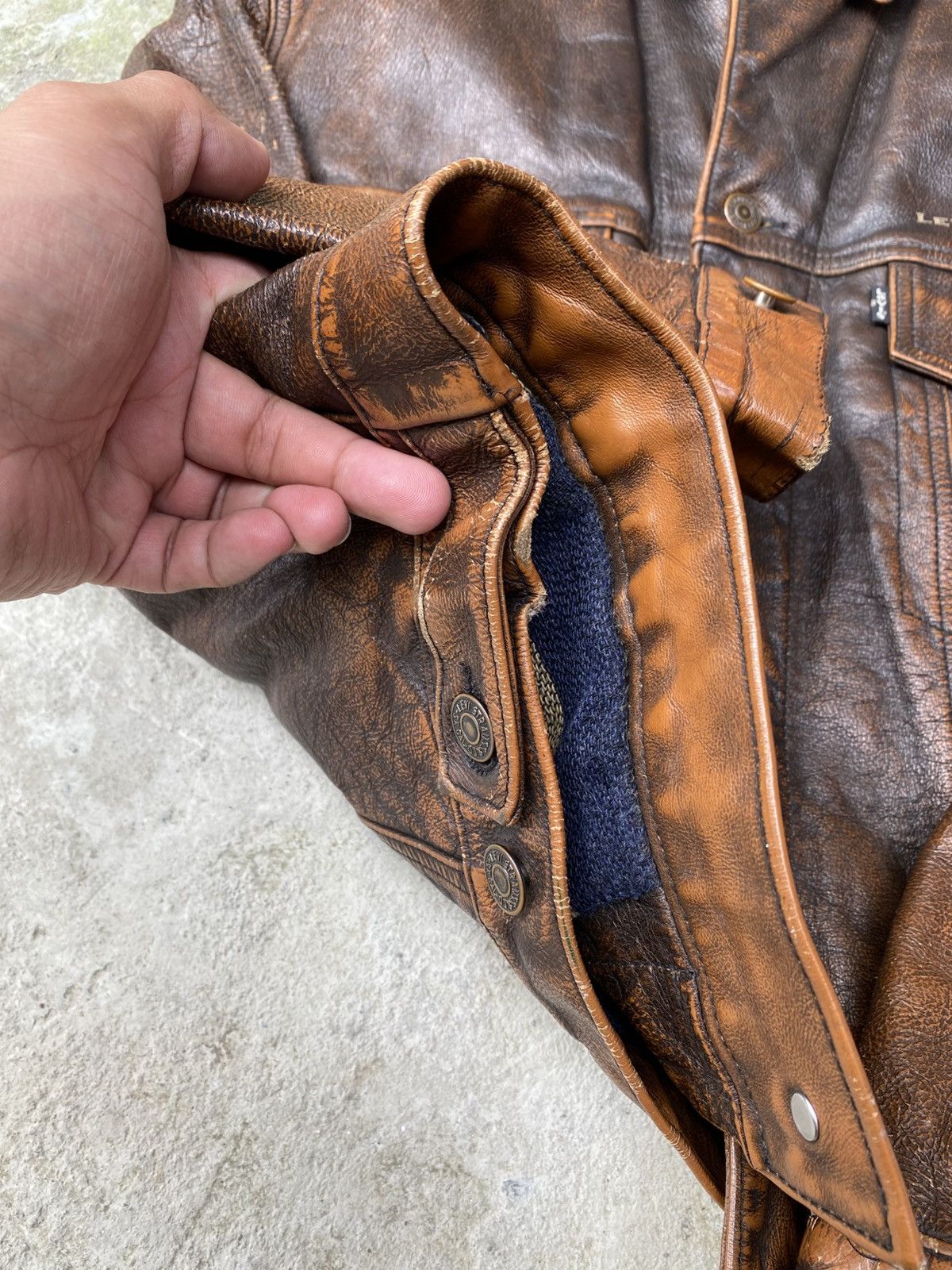 Levi's 1970s Long Horn Blanket-Lined Levis Trucker Jacket Size US L / EU 52-54 / 3 - 14 Thumbnail