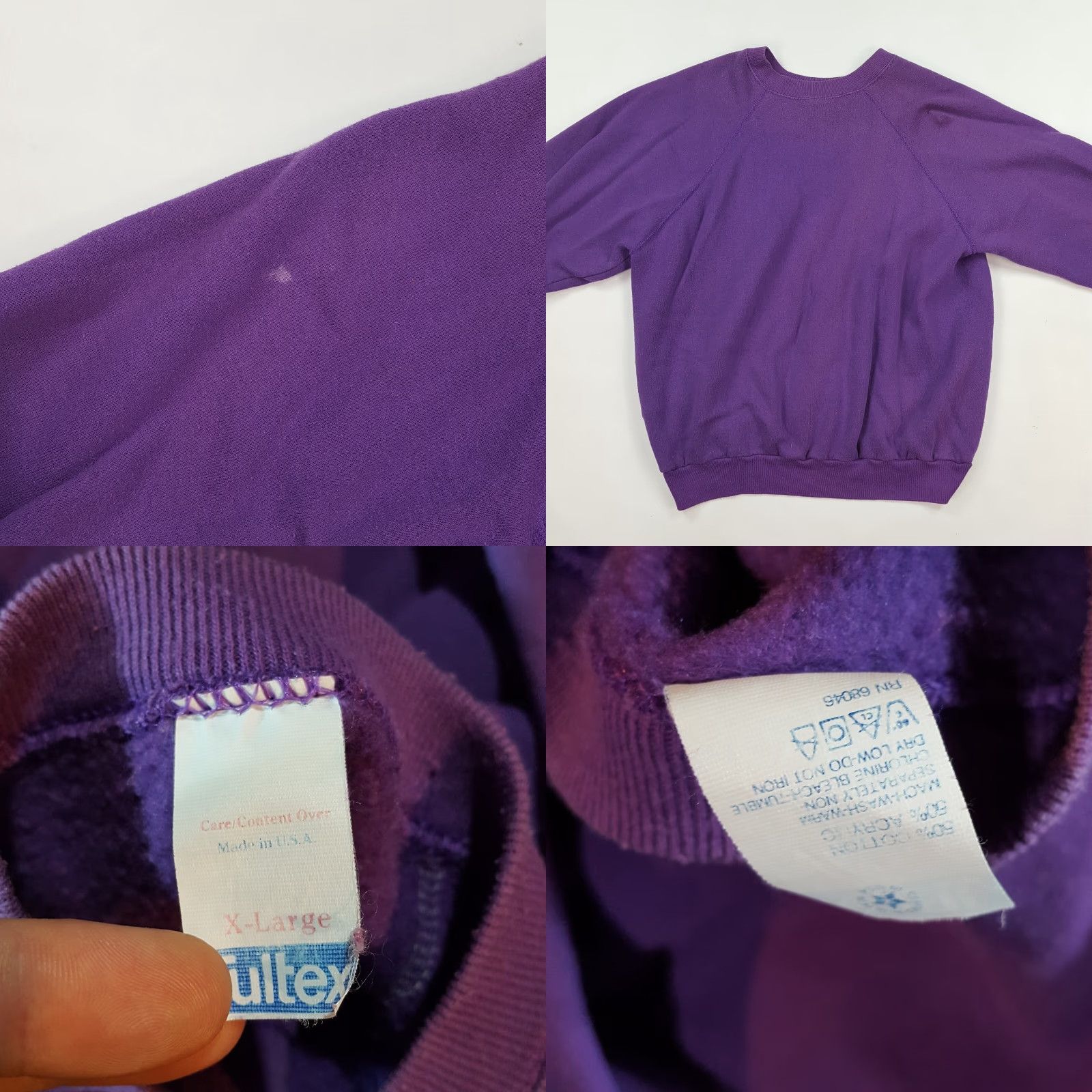 Tultex VINTAGE Tultex Sweatshirt Raglan Purple L Mens Crewneck USA Made Graphic Print 80s 90s Retro Collegiate Grunge Raglan Crewneck Sweatshirt Size US L / EU 52-54 / 3 - 8 Thumbnail