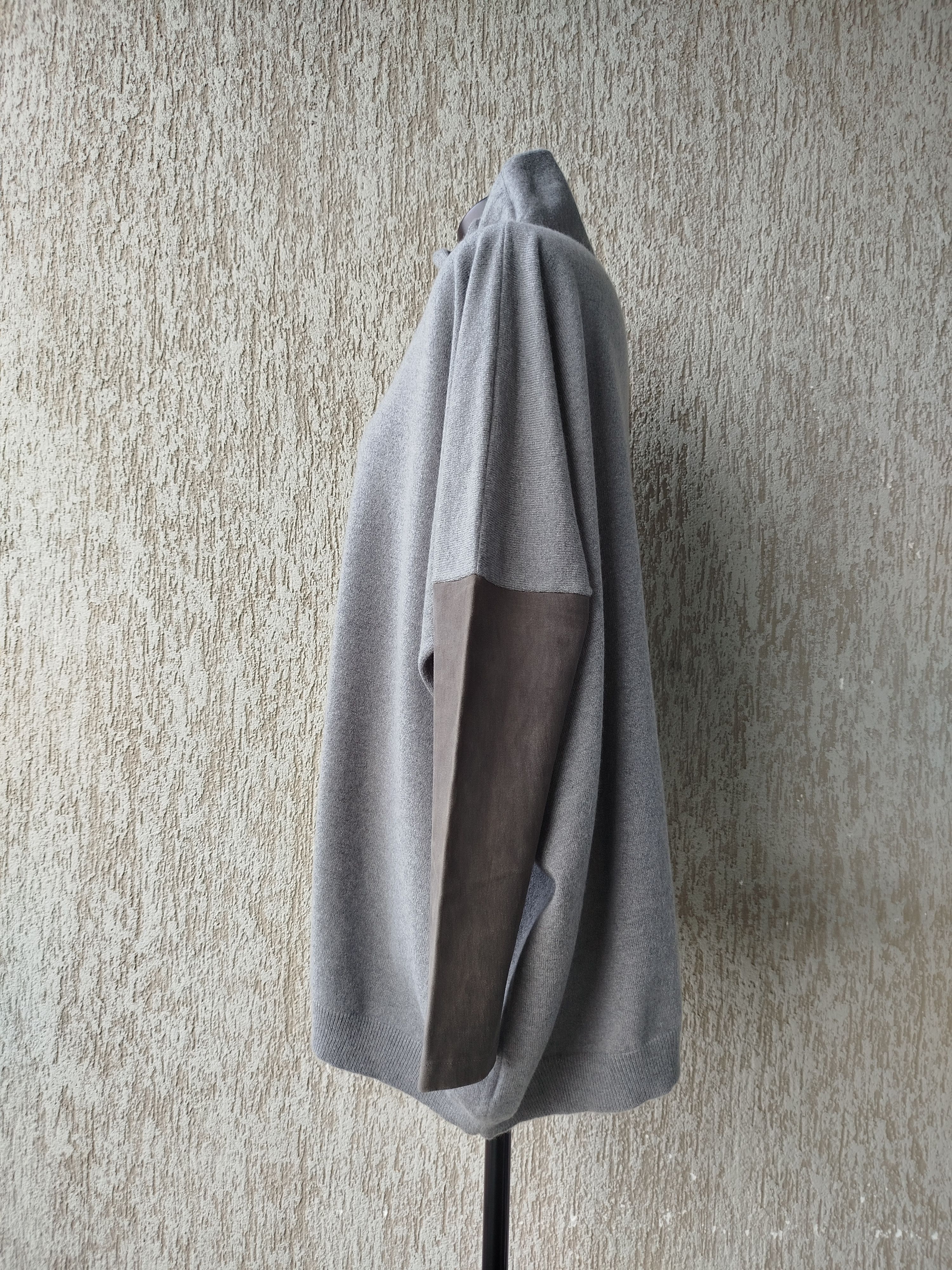 Brunello Cucinelli Pullover Sweater Cashmere Leather Sleeves Size L-XL Size L / US 10 / IT 46 - 6 Thumbnail