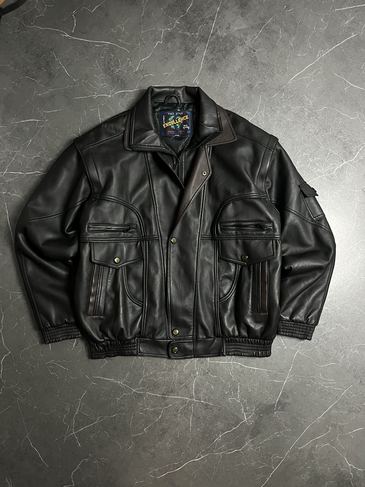 Leather Leather jacket italy style 90’s vintage Size US XL / EU 56 / 4 - 1 Thumbnail