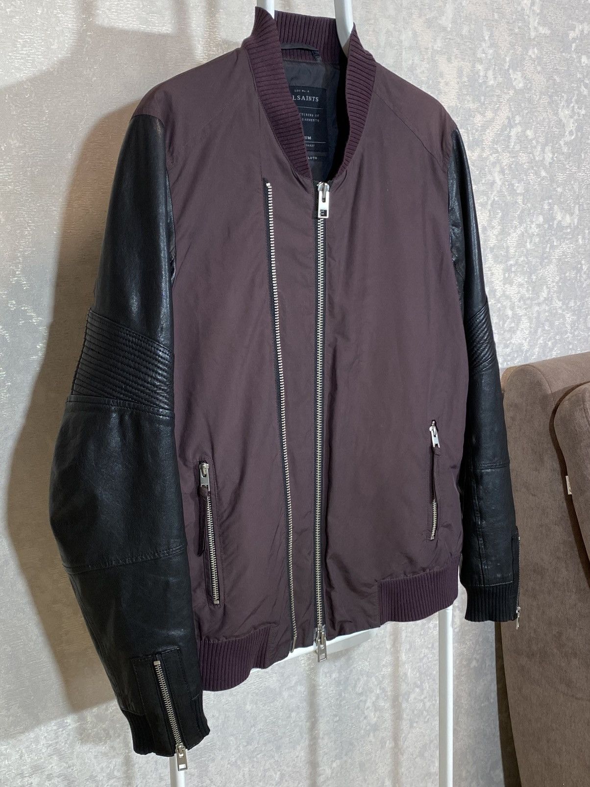 Allsaints × Diesel Allsaints Men Bomber Leather Jacket Size US M / EU 48-50 / 2 - 4 Thumbnail