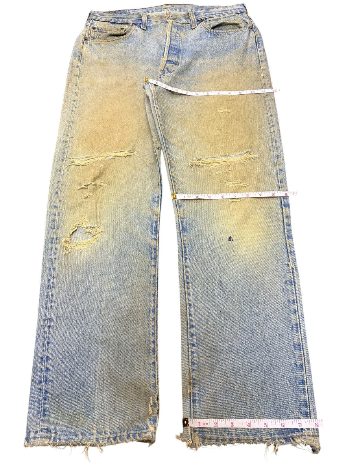 Levi's Vintage 70s Levis 501 Usa Mud Wash Distress Loose Jeans Size US 33 - 8 Thumbnail