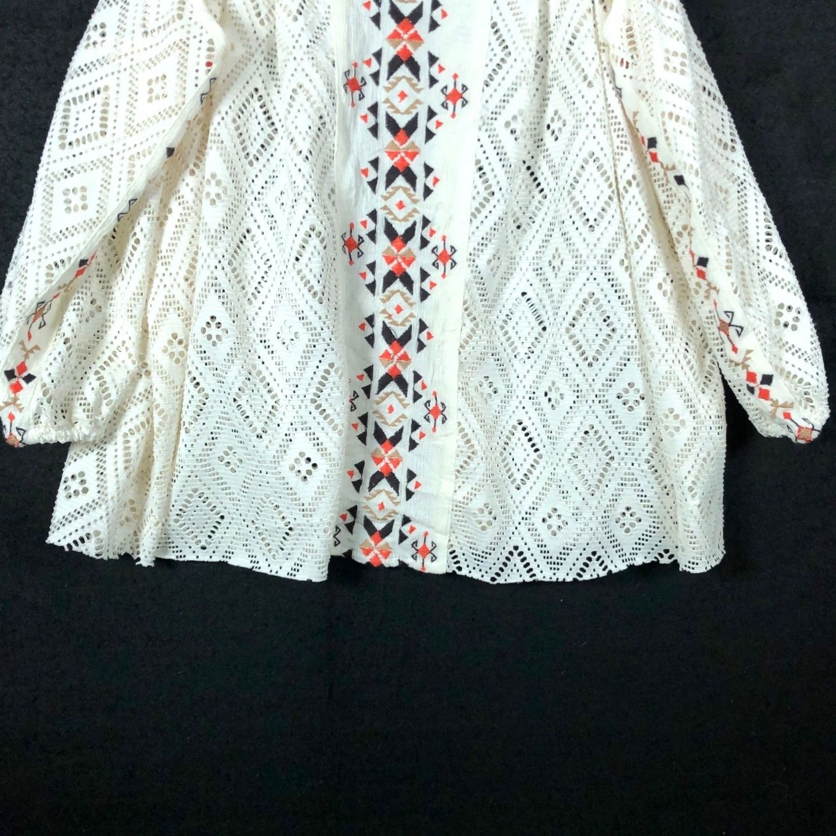 Miss Me Miss Me Blouse Ivory Laser Diamond Cold Shoulder Sheer Small Womens Shirt Small Size S / US 4 / IT 40 - 4 Thumbnail