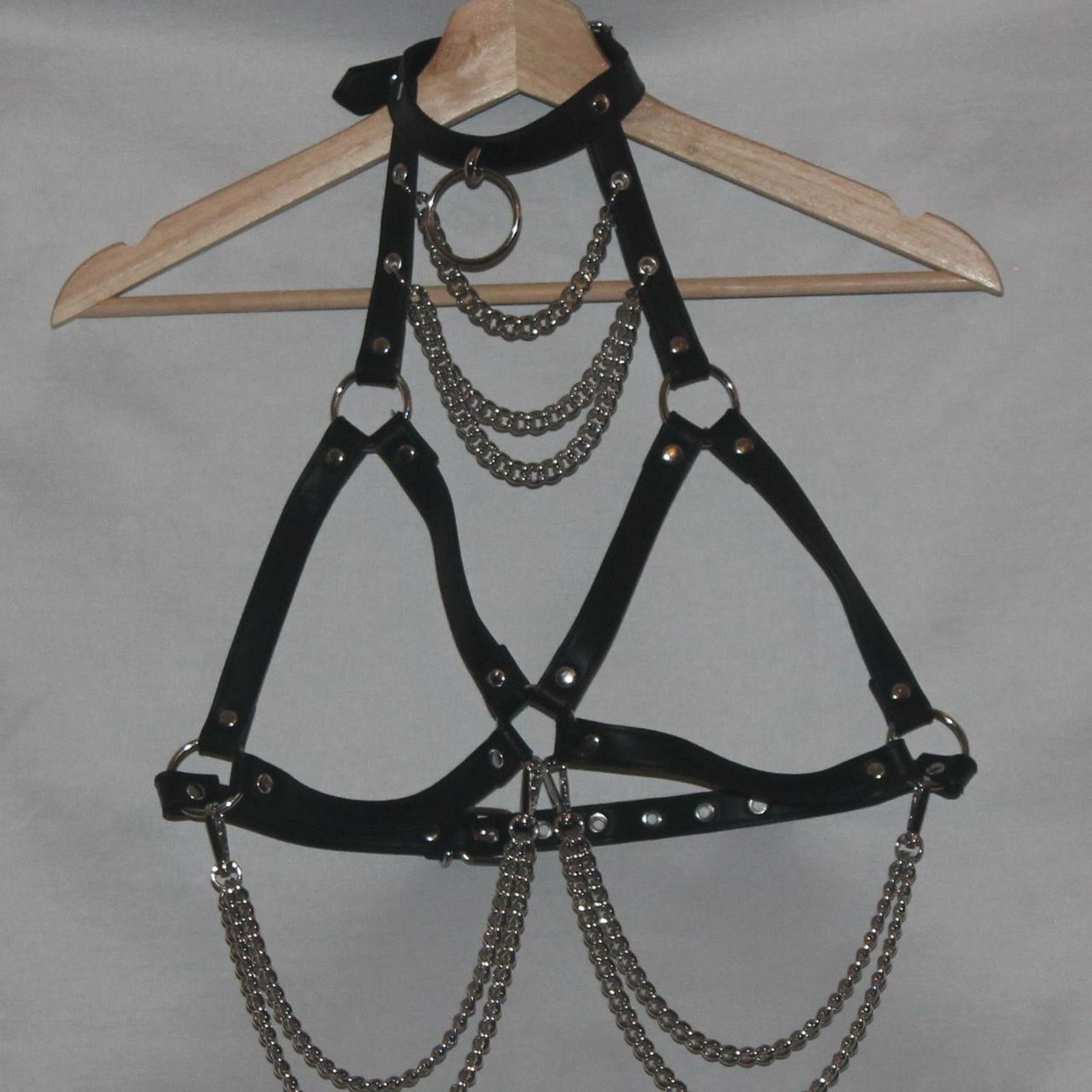 Killstar Killstar Harness - Vegan Leather with Metal Chain - Sz L-XXL Size ONE SIZE - 2 Thumbnail
