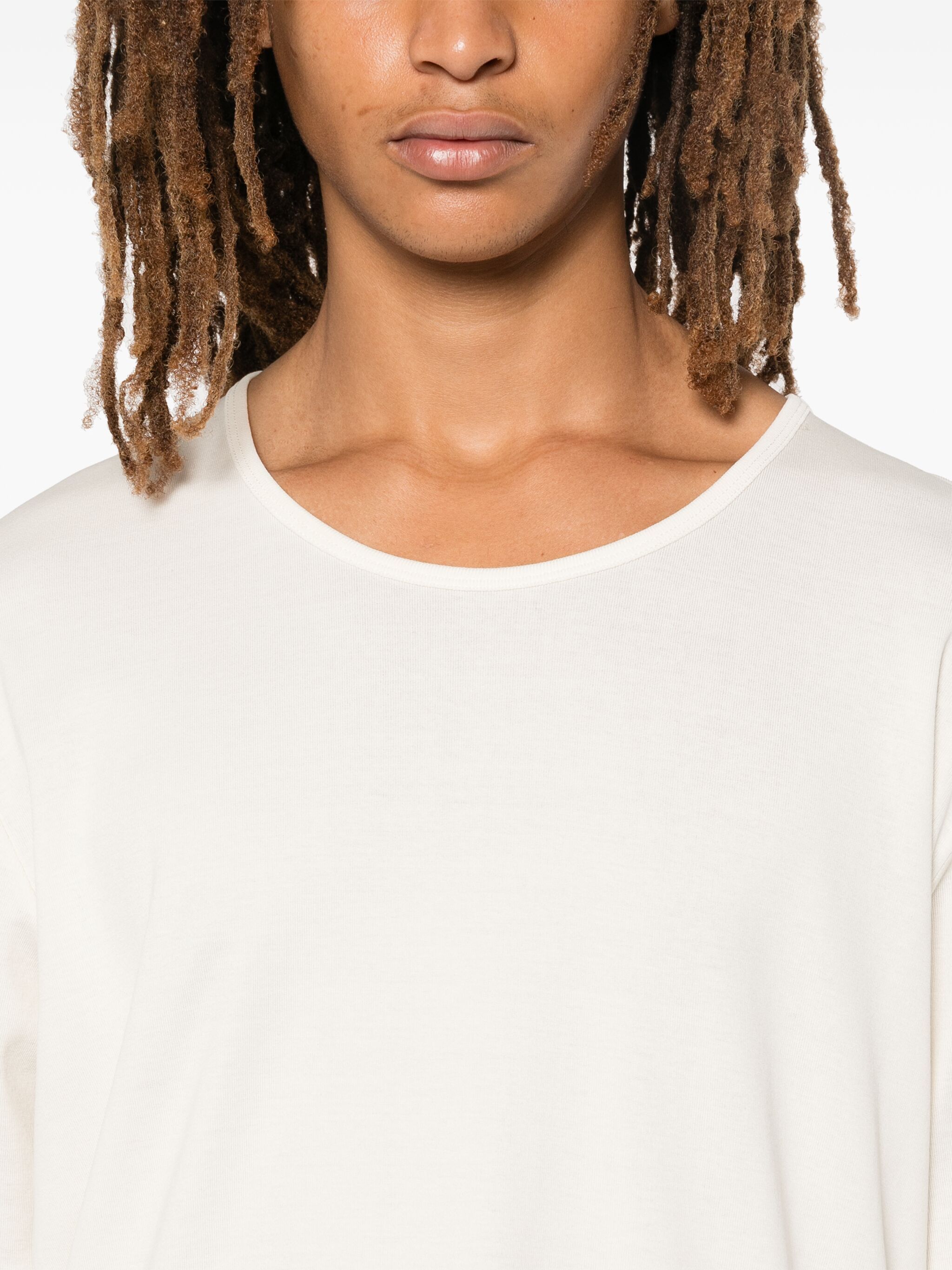 Lemaire o1s22i1n1024 Wide Round Neck T-Shirt in White Size US L / EU 52-54 / 3 - 4 Thumbnail