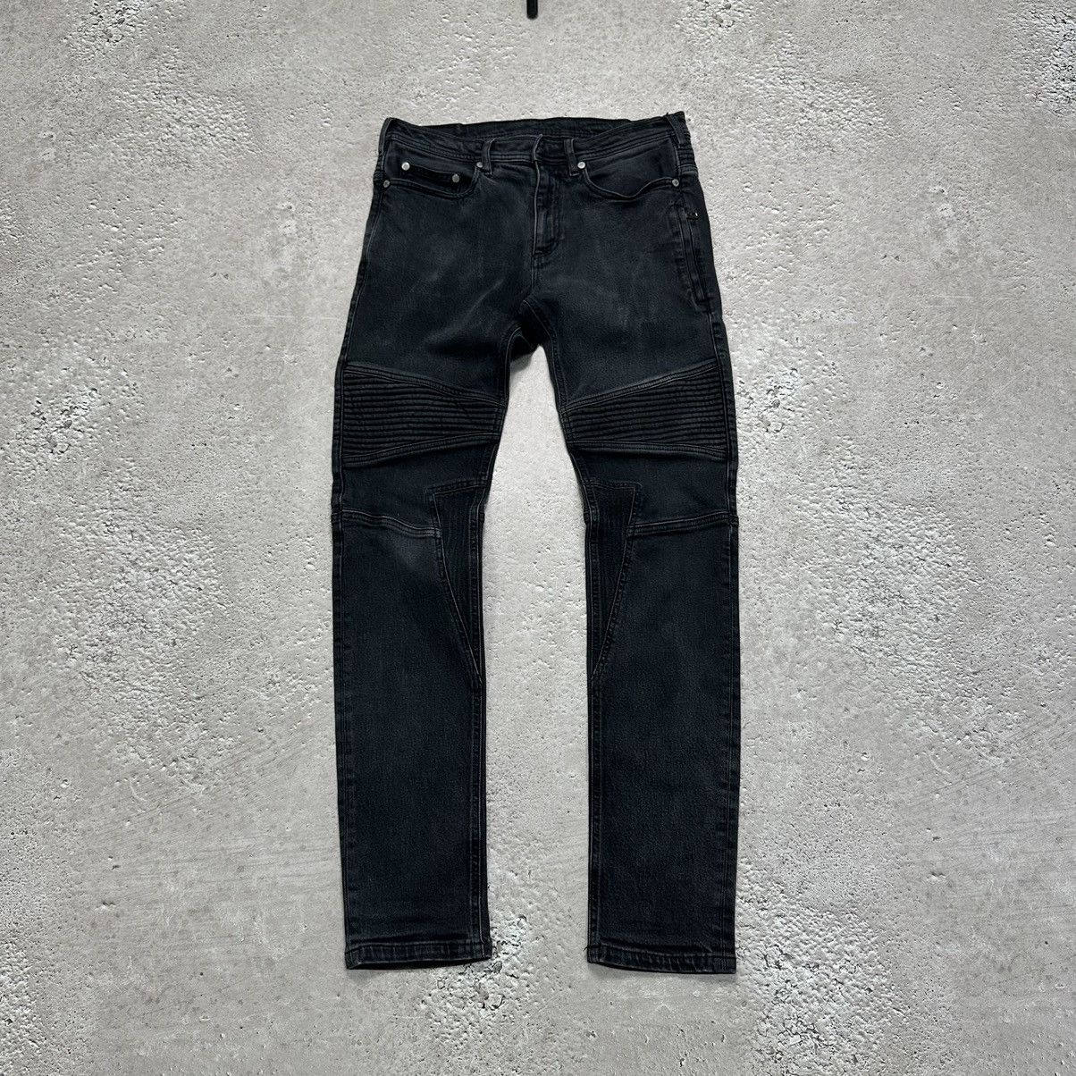 image of Neil Barrett Neil Barret Skinny Leg Denim Biker Balmain Amiri Style Jeans in Black, Men's (Size 31)